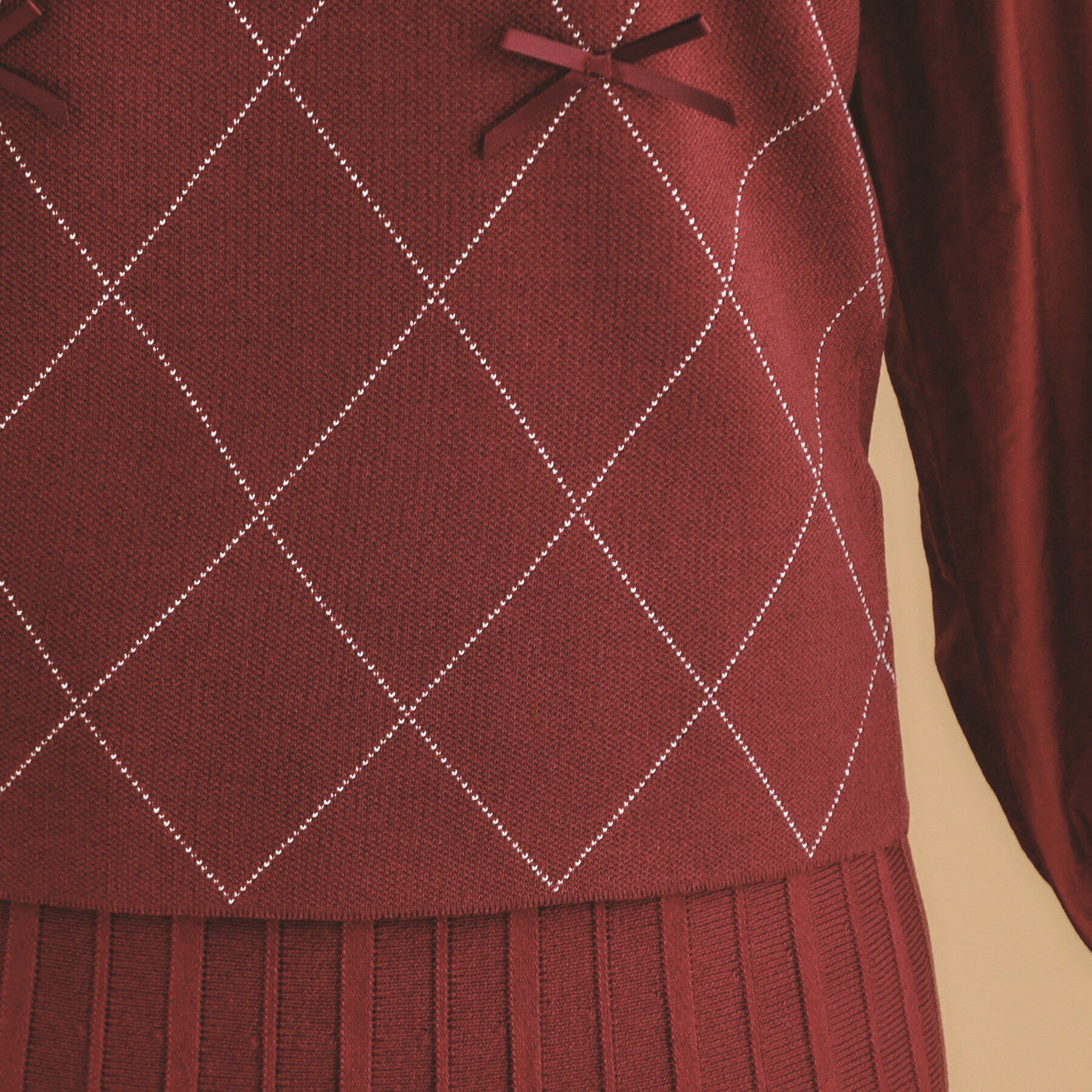 index「ダイヤリボンシアーパフスリーブニット/ニットアップ対応【洗濯機洗い可/抗ピル】」|ニット・セーター|