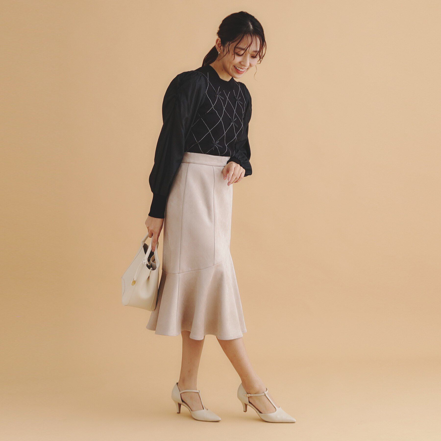 index「ダイヤリボンシアーパフスリーブニット/ニットアップ対応【洗濯機洗い可/抗ピル】」|ニット・セーター|