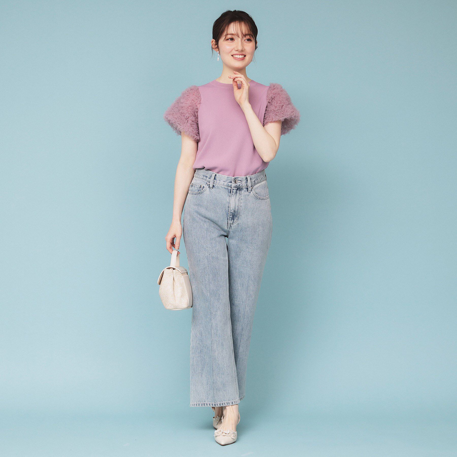 index「シフォンチュールスリーブニット【洗える】」|ニット・セーター|