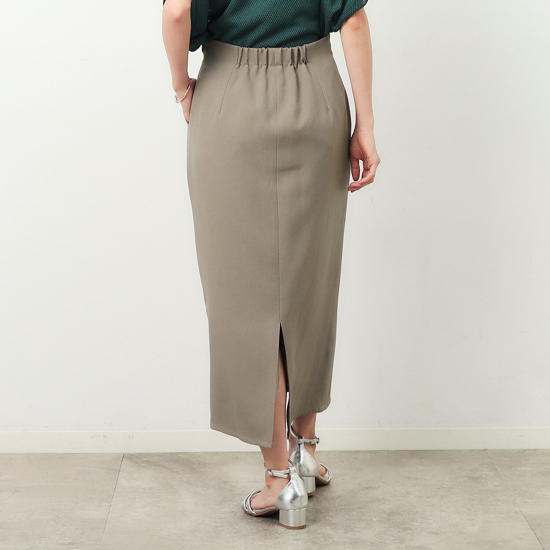 OPAQUE.CLIP「麻混ストレッチタイトスカート【洗濯機洗い可】」|スカート|