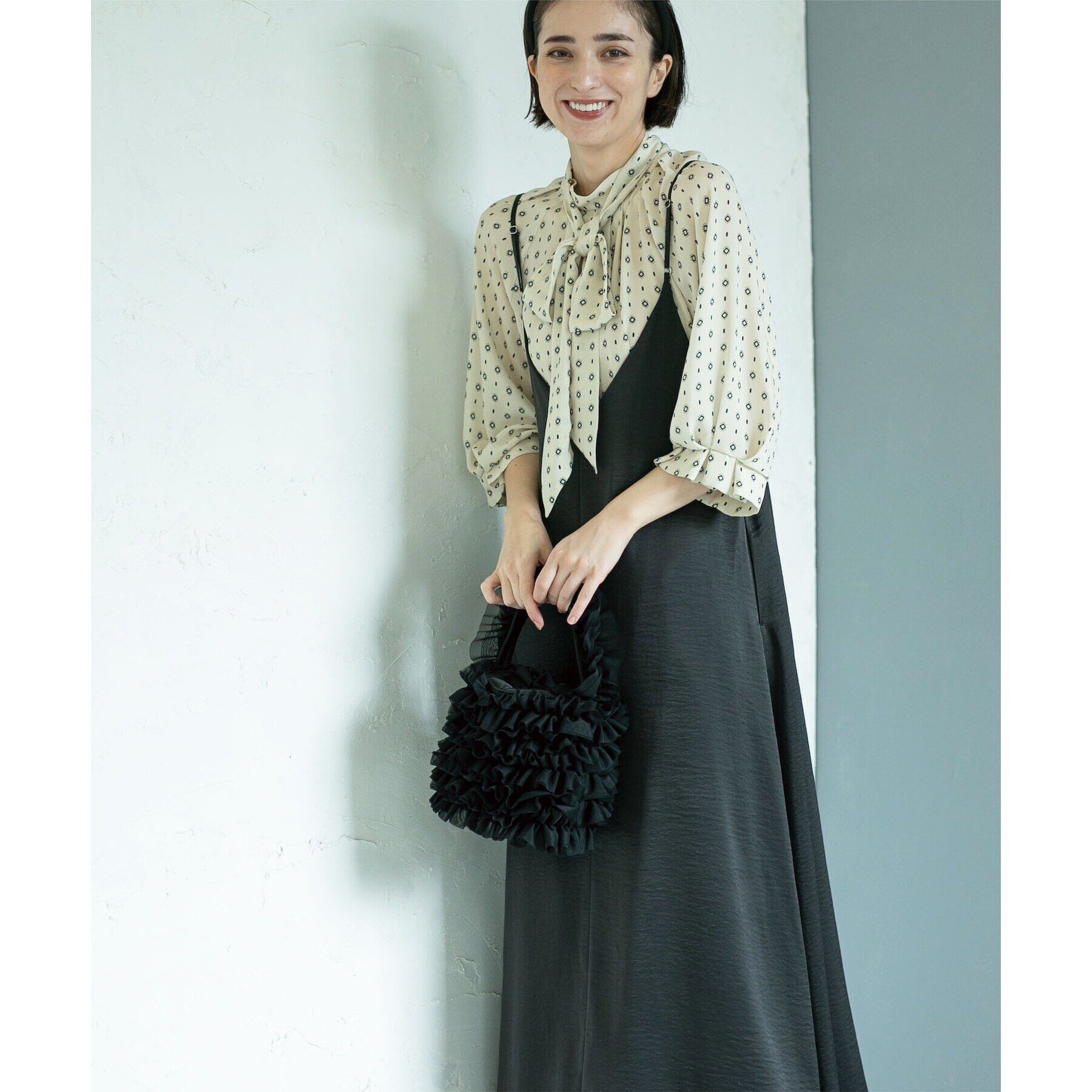 OPAQUE.CLIP「2WAY ヴィンテージサテンキャミワンピース【洗濯機洗い可】」|ワンピース|