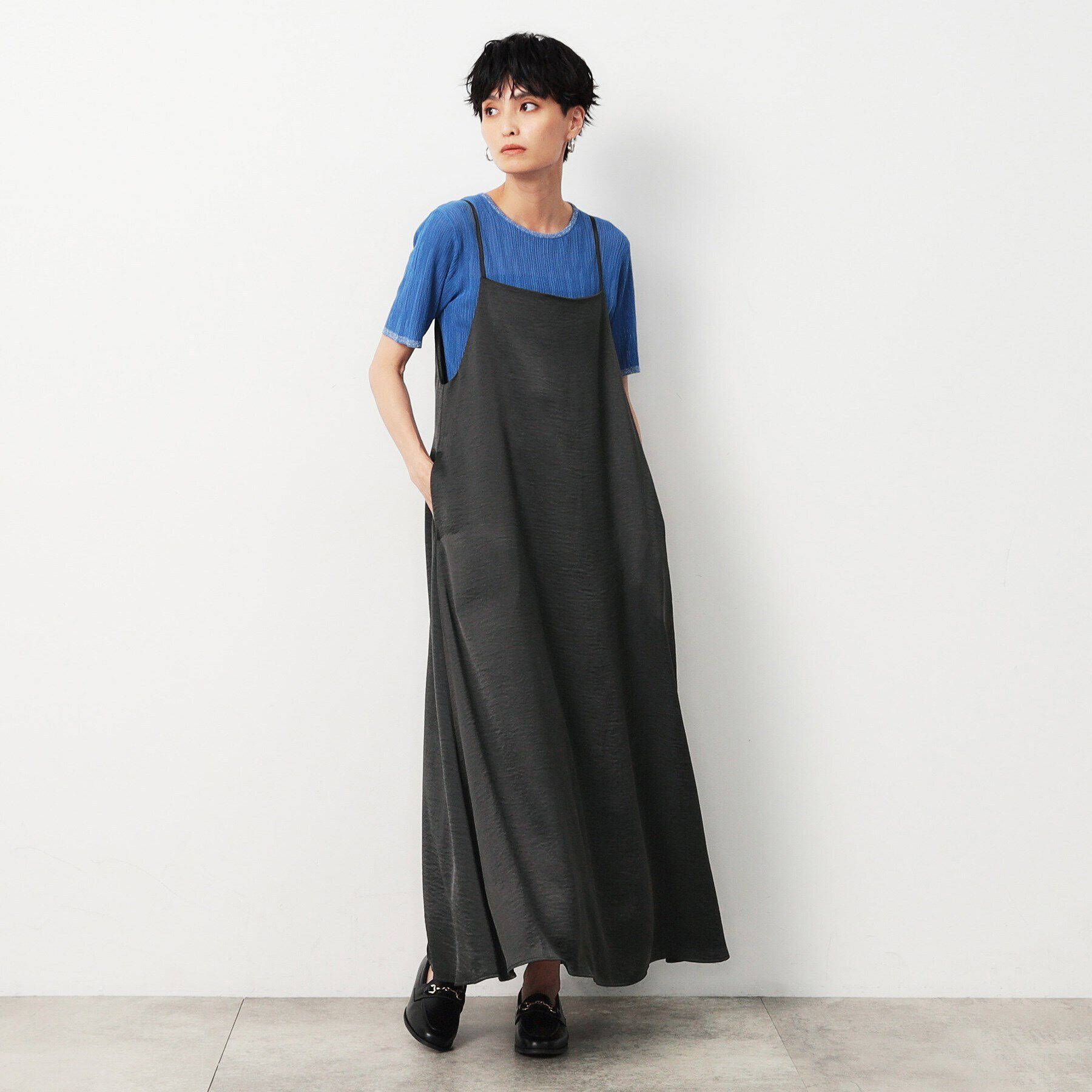 OPAQUE.CLIP「2WAY ヴィンテージサテンキャミワンピース【洗濯機洗い可】」|ワンピース|