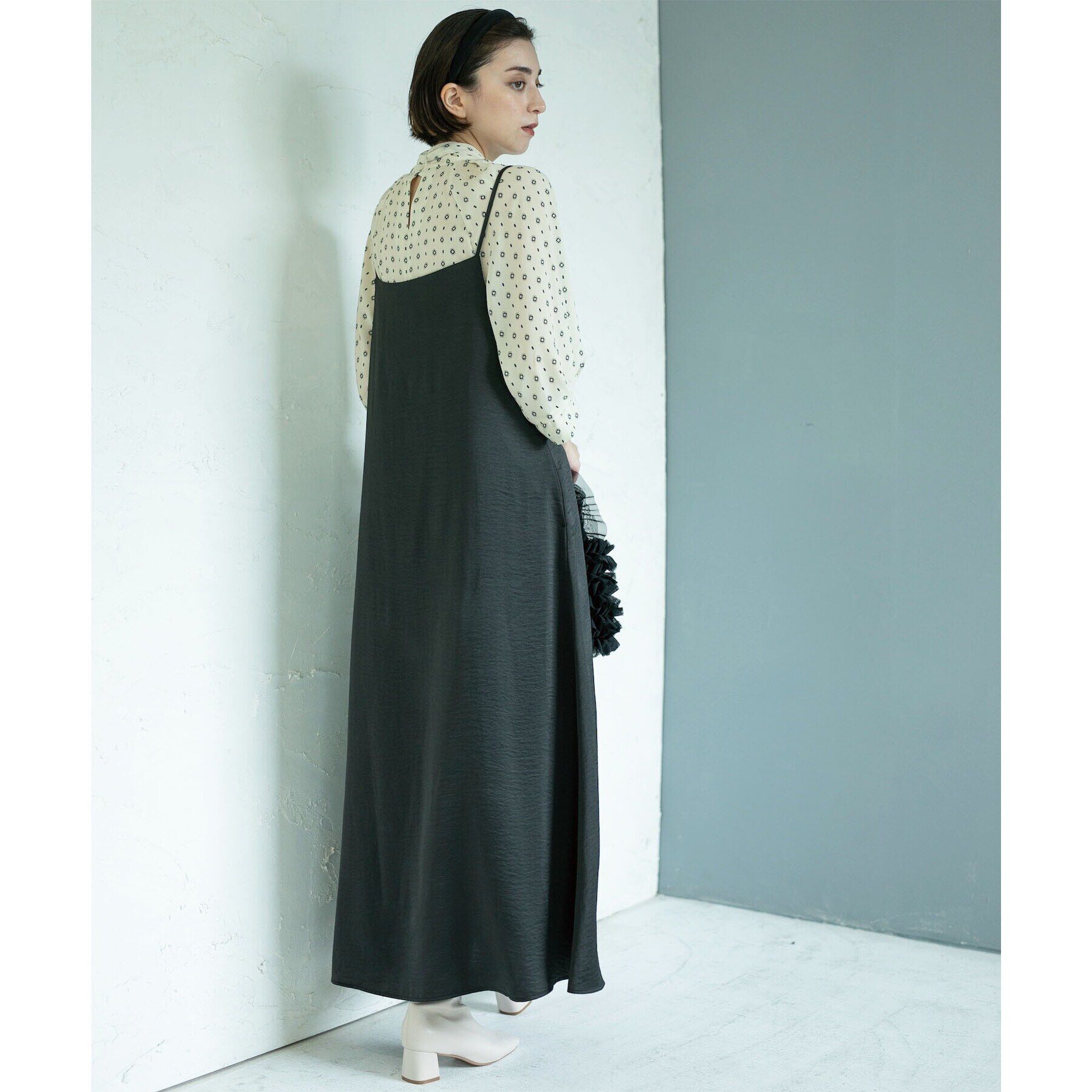 OPAQUE.CLIP「2WAY ヴィンテージサテンキャミワンピース【洗濯機洗い可】」|ワンピース|