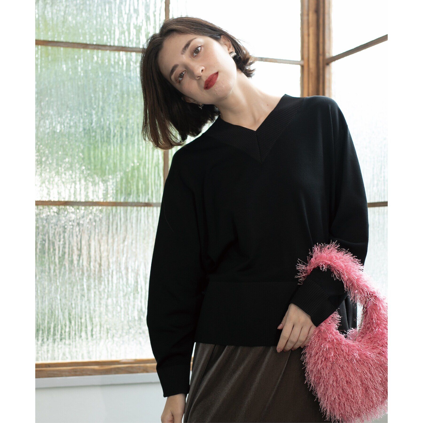 OPAQUE.CLIP「《5color》リブ使いVネックニット【洗濯機洗い可】」|ニット・セーター|