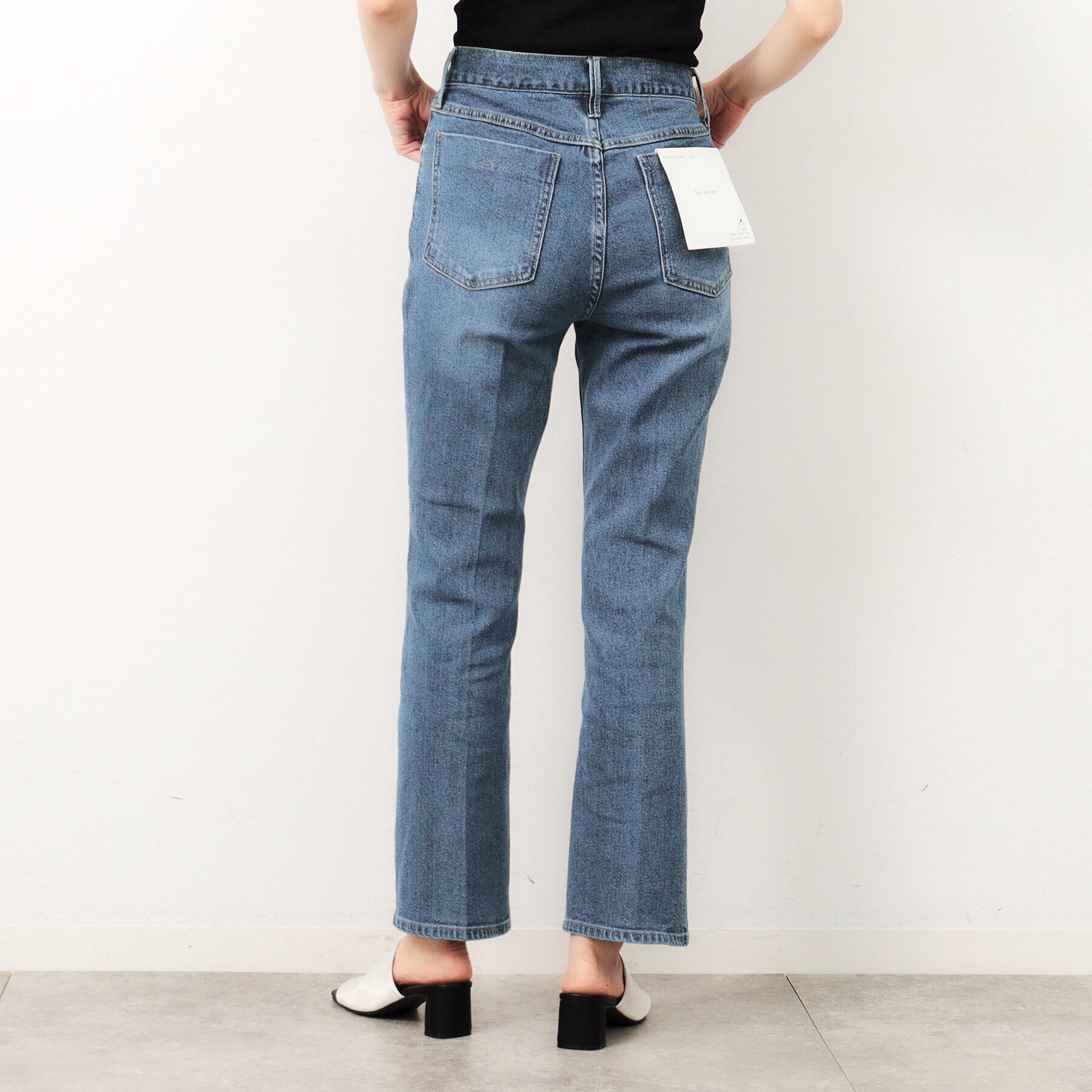 OPAQUE.CLIP「ストレッチセミフレアデニム／オーガニックコットン混【洗濯機洗い可】」|デニム|