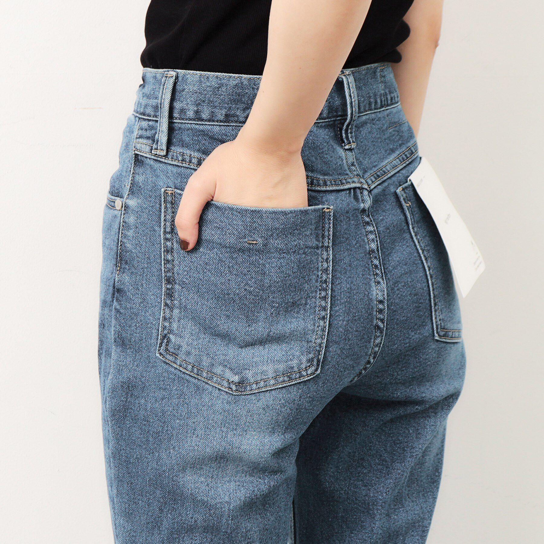 OPAQUE.CLIP「ストレッチセミフレアデニム／オーガニックコットン混【洗濯機洗い可】」|デニム|