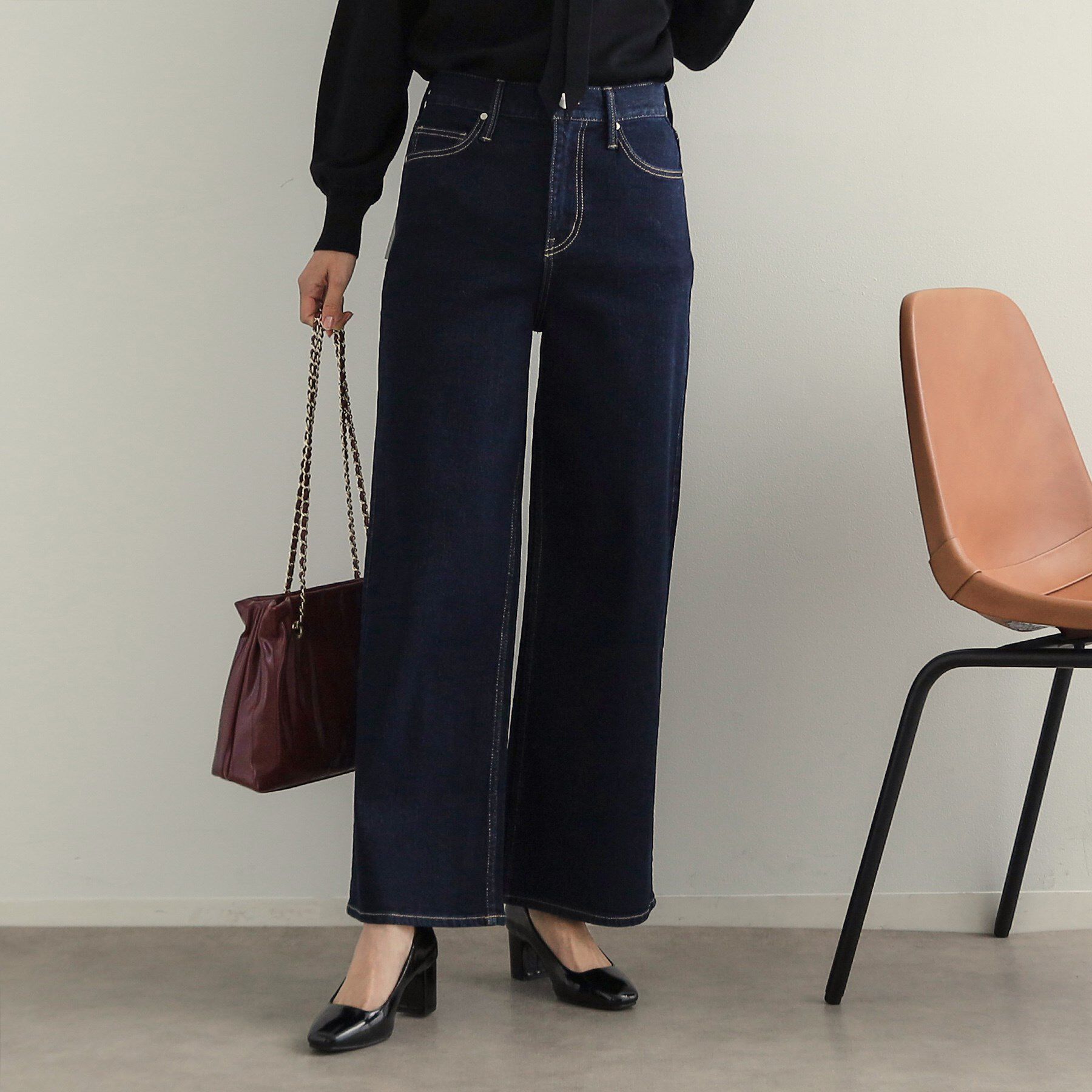 OPAQUE.CLIP「ストレッチバギーデニム／オーガニックコットン混【洗濯機洗い可】」|その他|ネイビー(094)