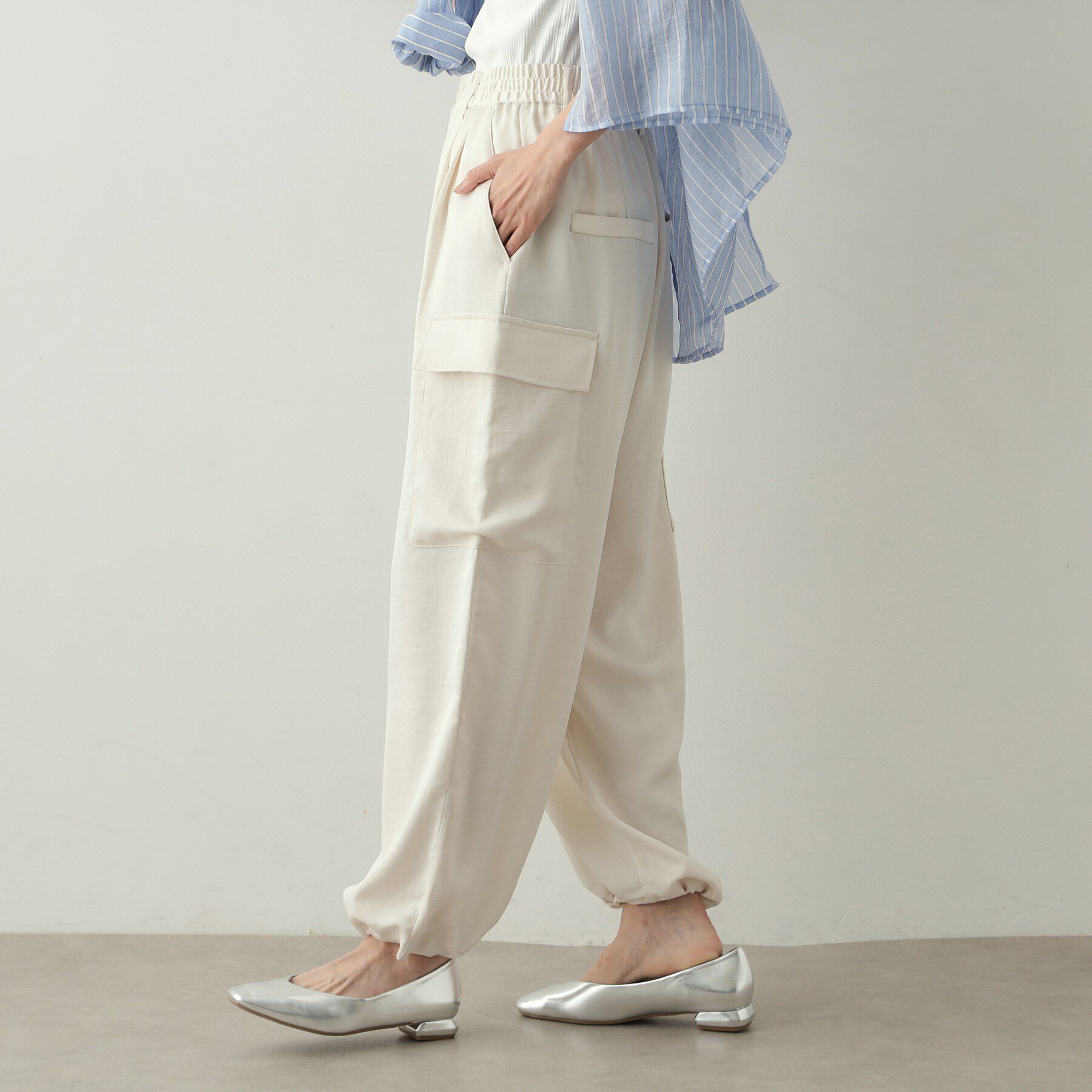 OPAQUE.CLIP「サテンイージーカーゴパンツ【洗濯機洗い可】」|その他|