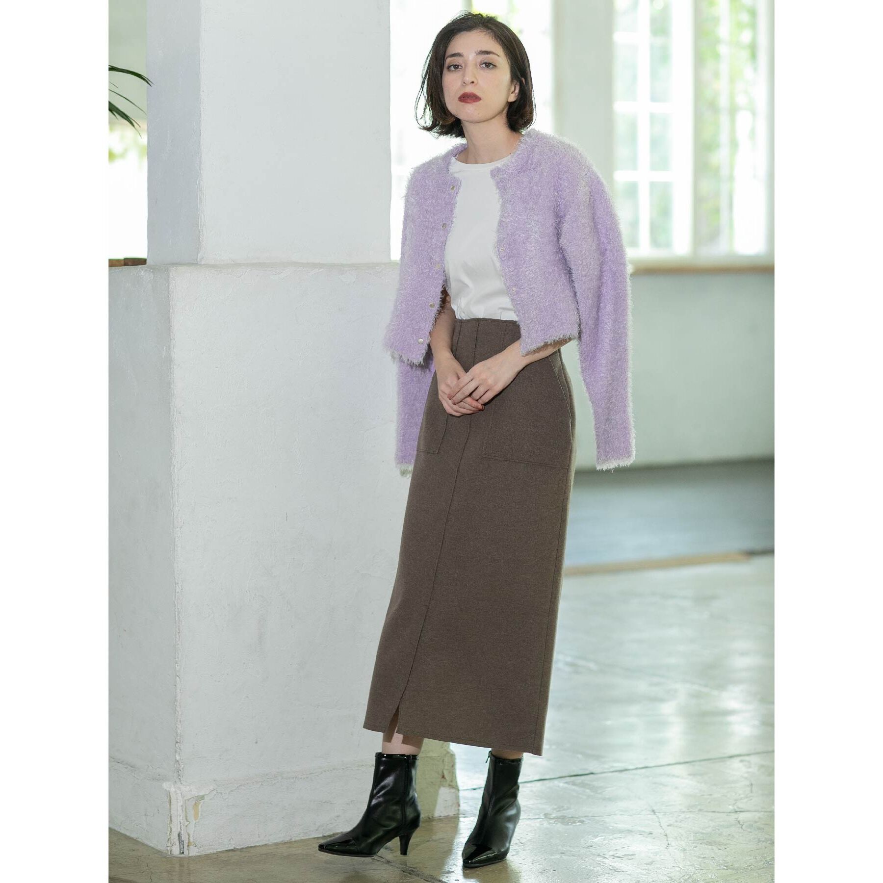 OPAQUE.CLIP「《6color》シャギーニットショートカーディガン【洗濯機洗い可】」|カーディガン|