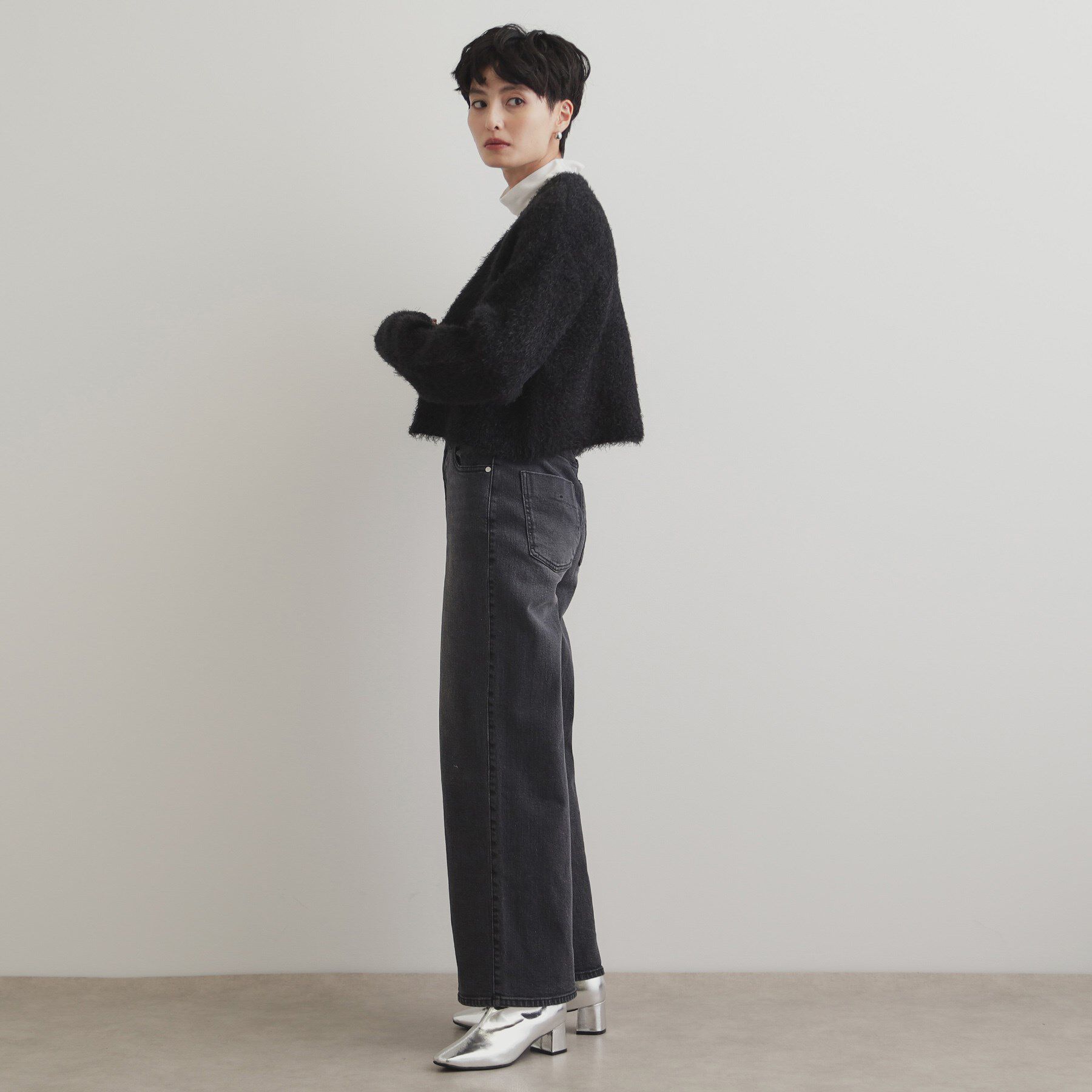 OPAQUE.CLIP「《6color》シャギーニットショートカーディガン【洗濯機洗い可】」|カーディガン|