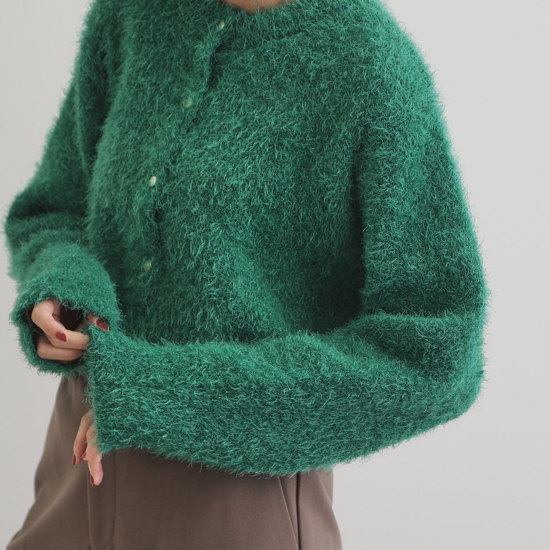 OPAQUE.CLIP「《6color》シャギーニットショートカーディガン【洗濯機洗い可】」|カーディガン|