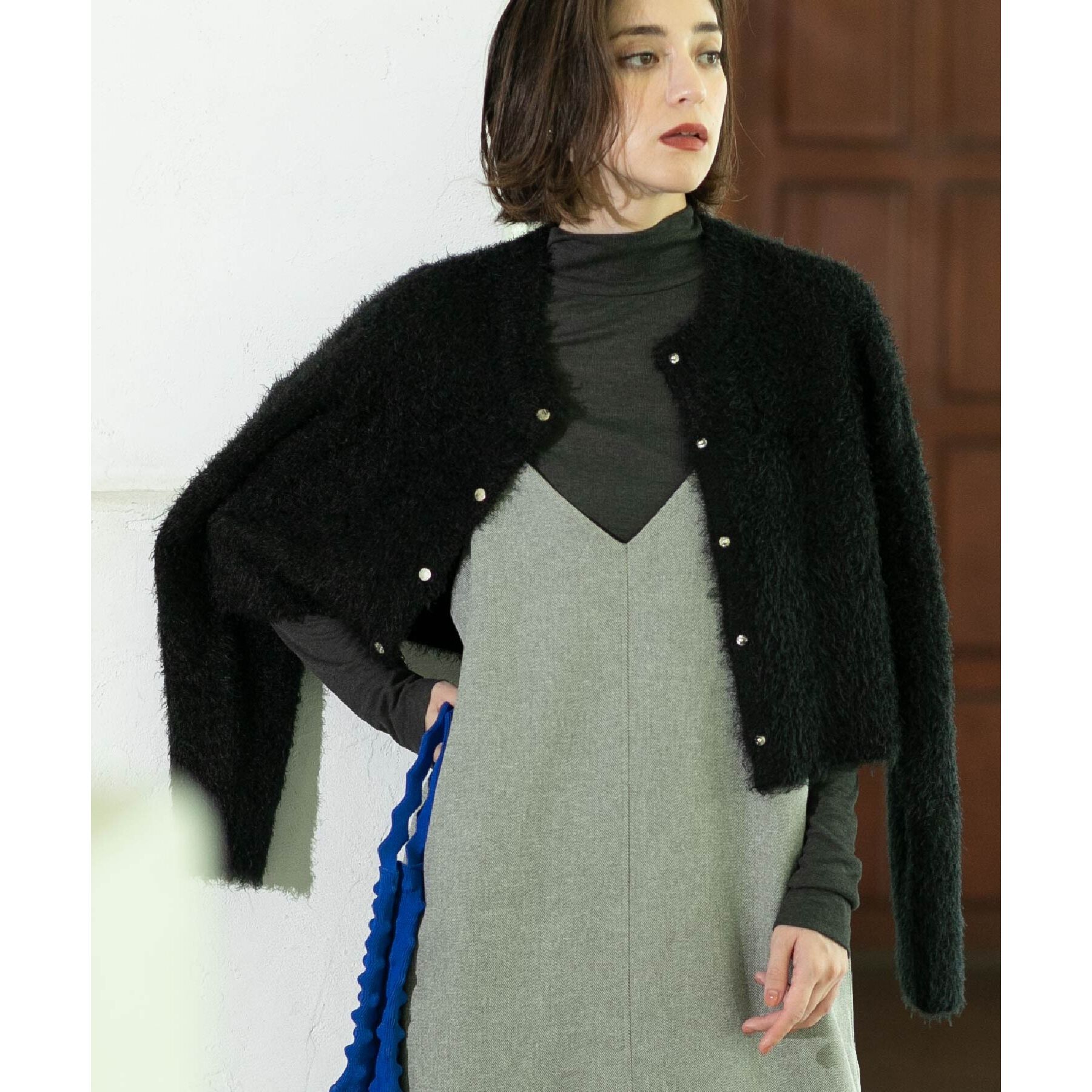 OPAQUE.CLIP「《6color》シャギーニットショートカーディガン【洗濯機洗い可】」|カーディガン|