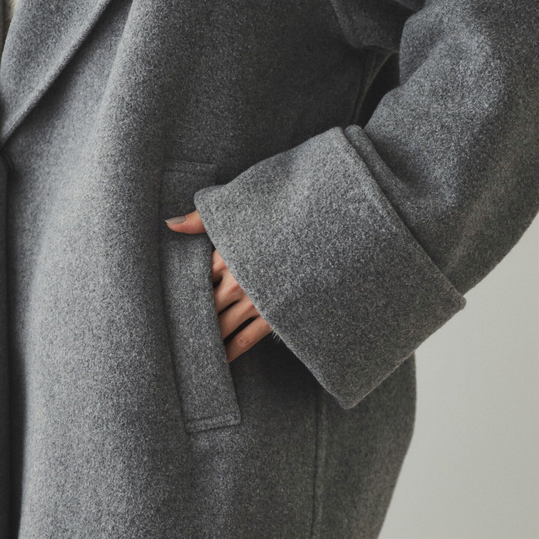 OPAQUE.CLIP「ウール混フードショールカラーミドルコート」|その他|