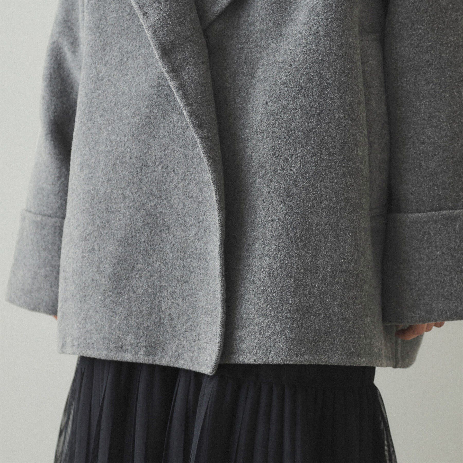 OPAQUE.CLIP「ウール混フードショールカラーミドルコート」|その他|