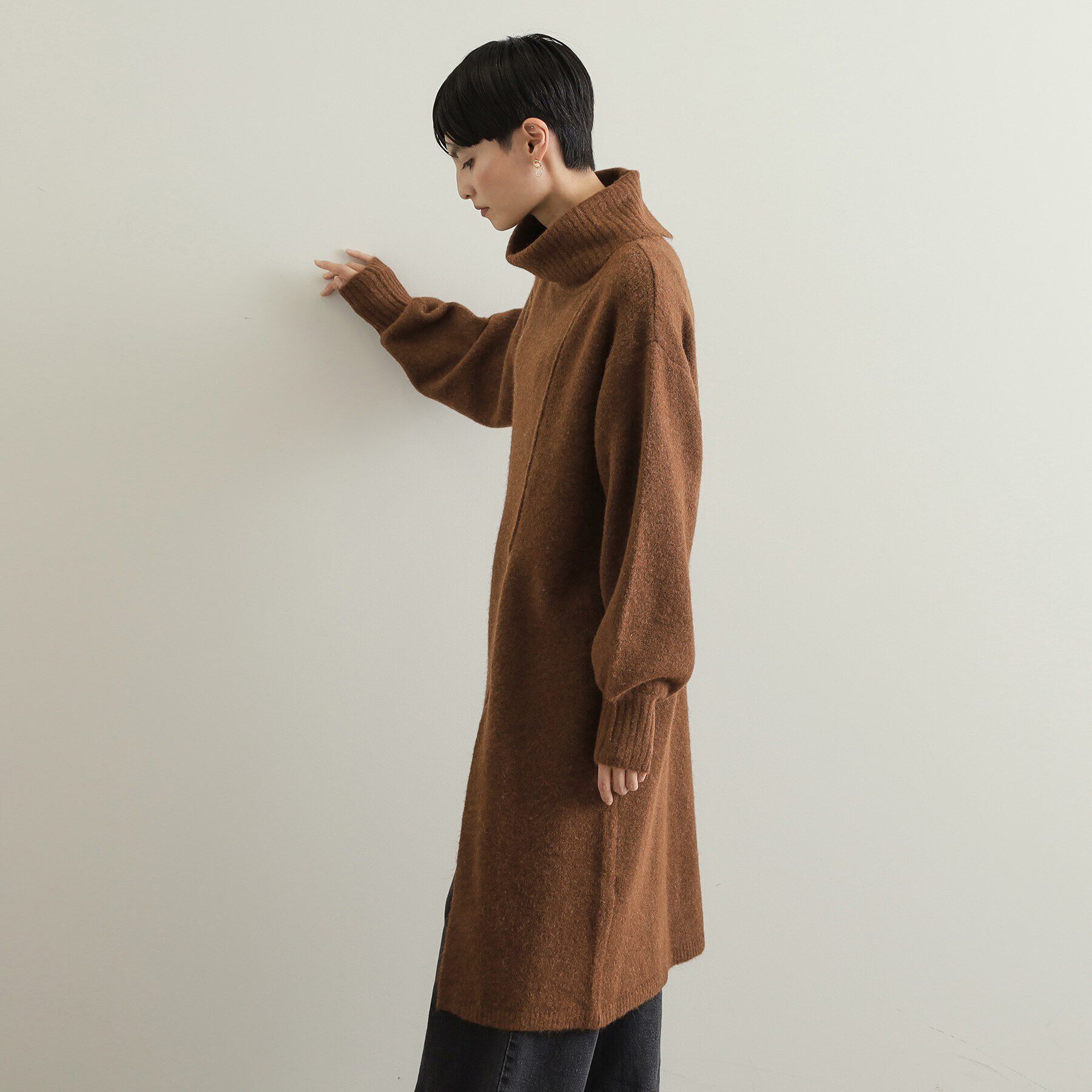 OPAQUE.CLIP「タートルスリットチュニックニット【洗濯機洗い可】」|ニット・セーター|