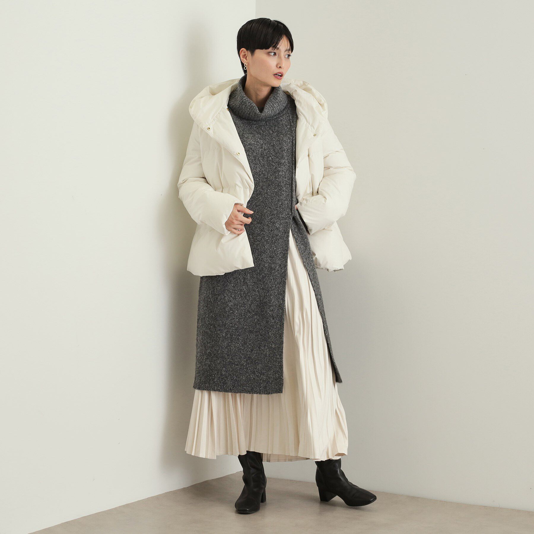 OPAQUE.CLIP「タートルスリットチュニックニット【洗濯機洗い可】」|ニット・セーター|