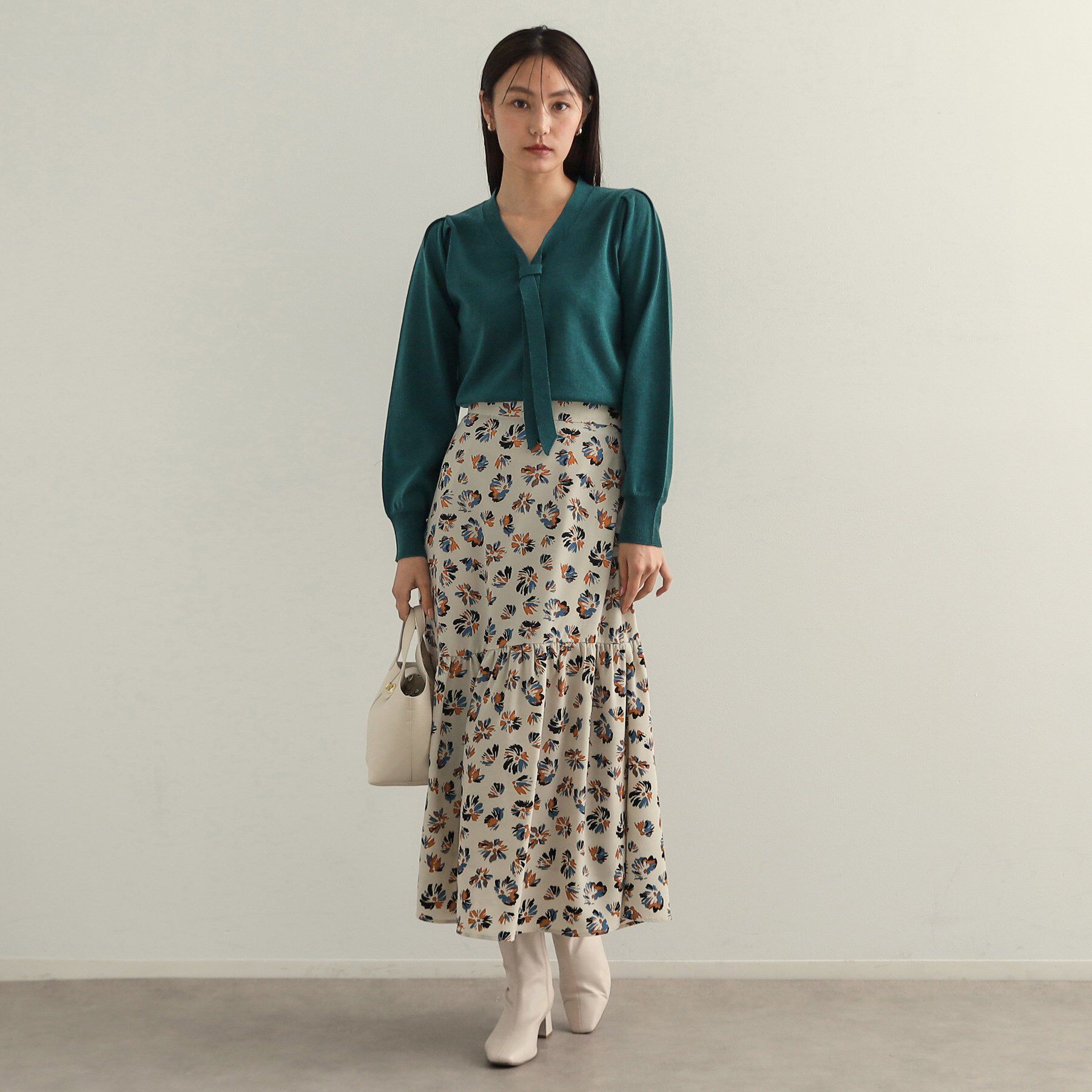 OPAQUE.CLIP「フラワープリントフレアスカート【洗濯機洗い可】」|スカート|