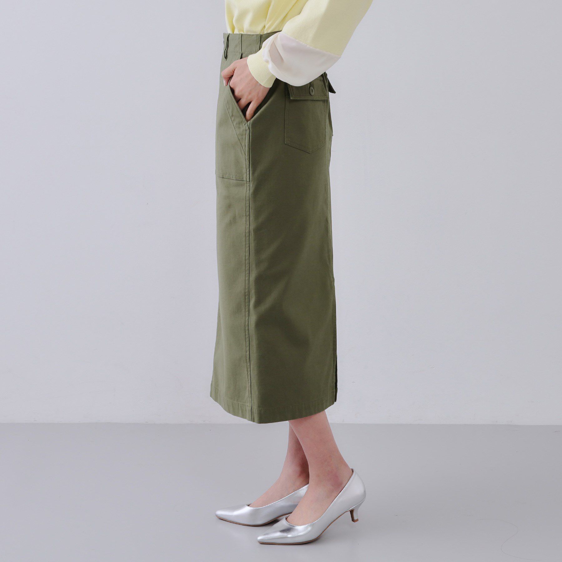 OPAQUE.CLIP「《S-LLsize》ストレッチベイカーナロースカート【洗濯機洗い可】」|スカート|