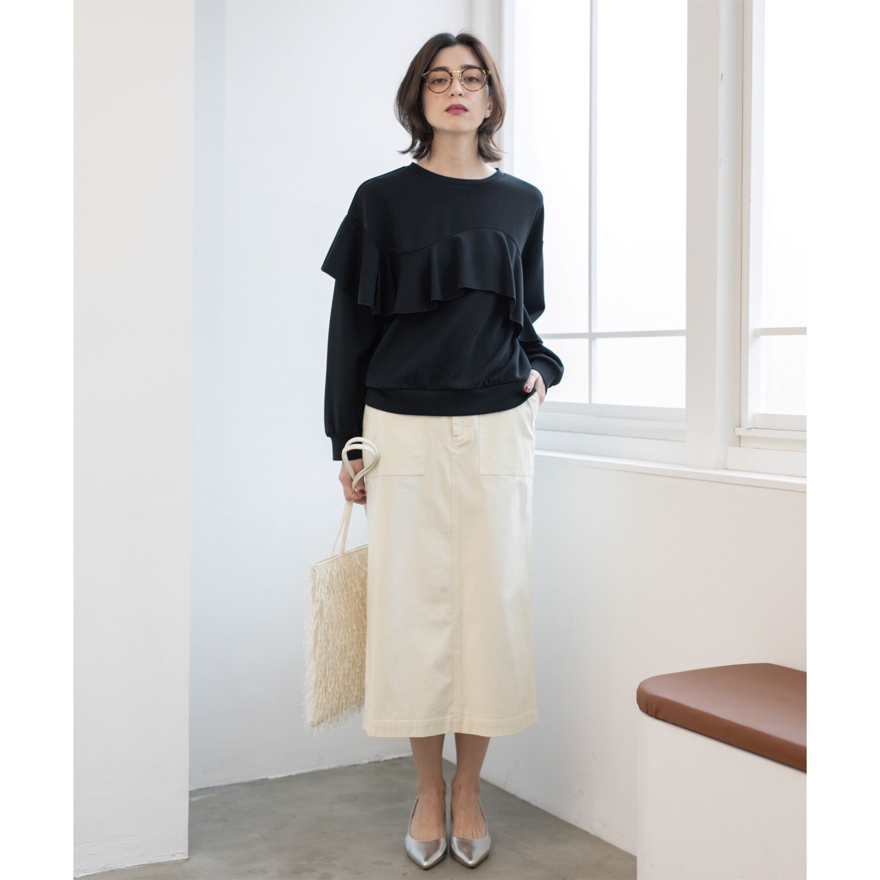 OPAQUE.CLIP「《S-LLsize》ストレッチベイカーナロースカート【洗濯機洗い可】」|スカート|