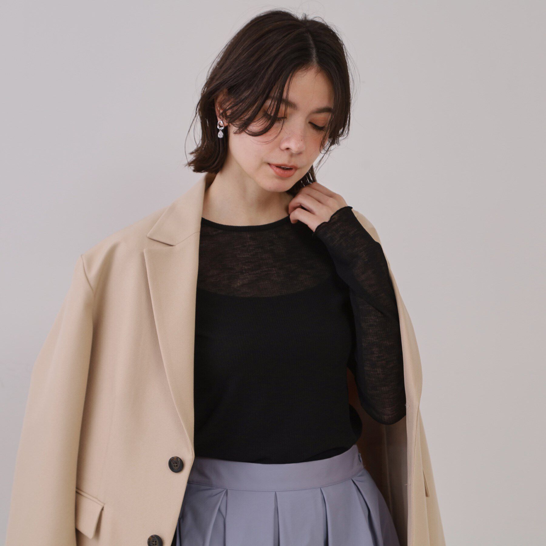 OPAQUE.CLIP「シアーリブカットソー【洗濯機洗い可】」|Tシャツ・カットソー|