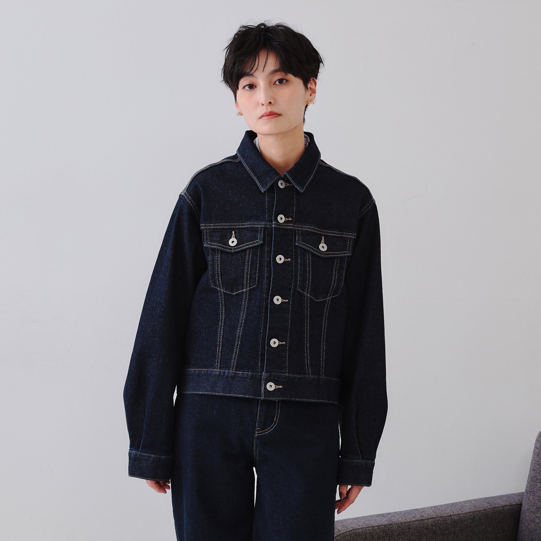 OPAQUE.CLIP「ストレッチデニムジャケット【洗濯機洗い可】」|デニムジャケット|