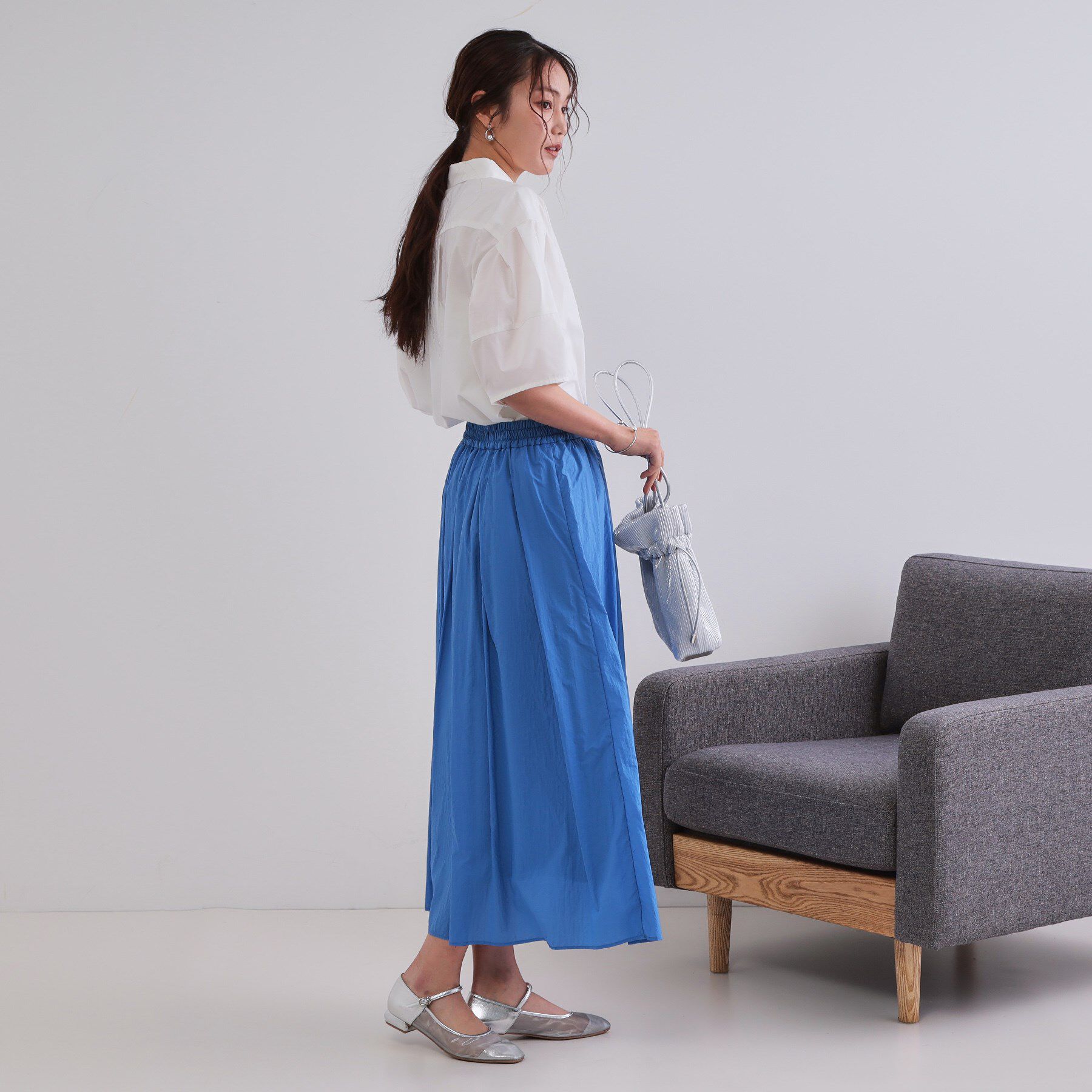 OPAQUE.CLIP「シアーヴィンテージイージーフレアスカート【洗濯機洗い可】」|スカート|