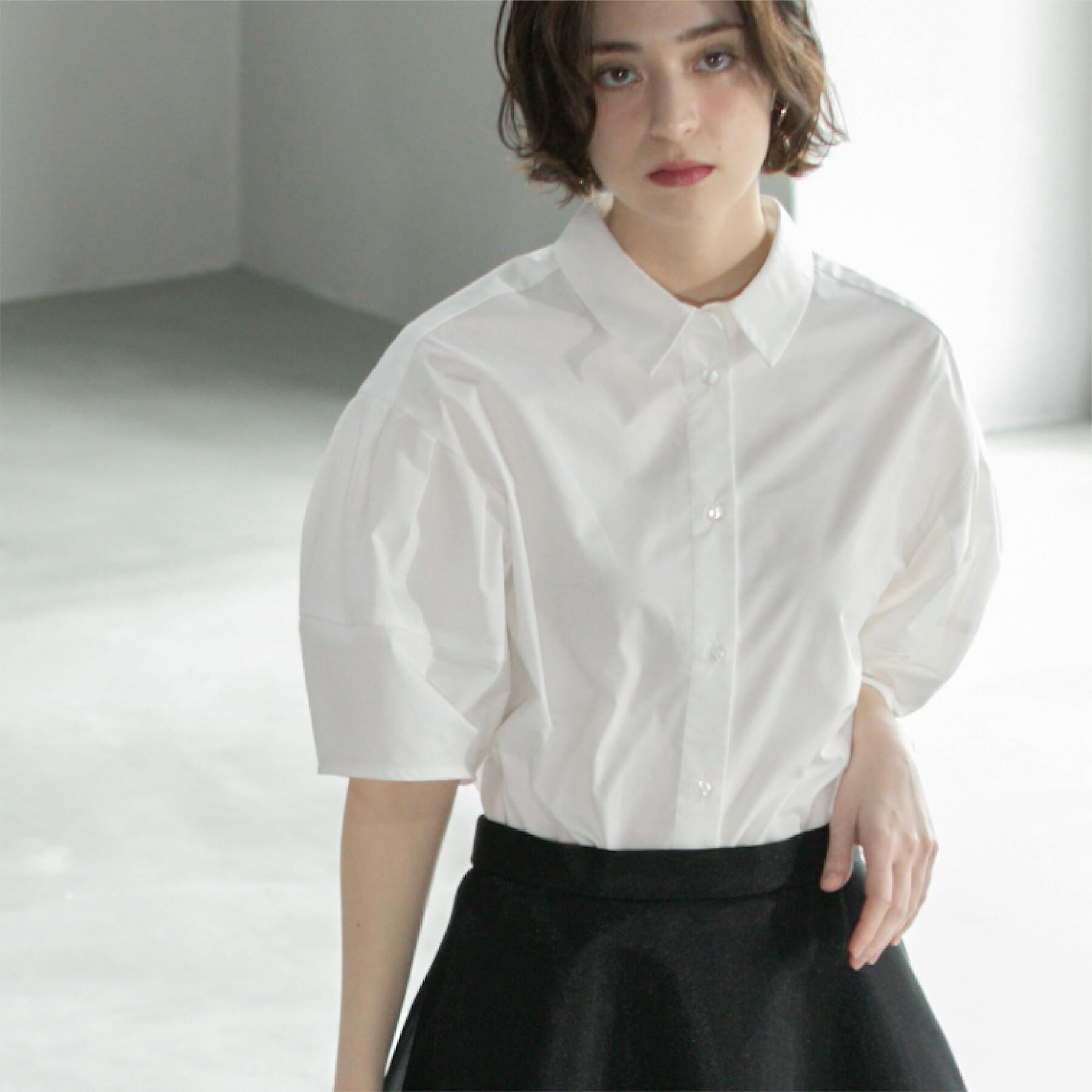 OPAQUE.CLIP「《美人百花掲載》ランタンスリーブシャツ【洗濯機洗い可】」|シャツ・ブラウス|