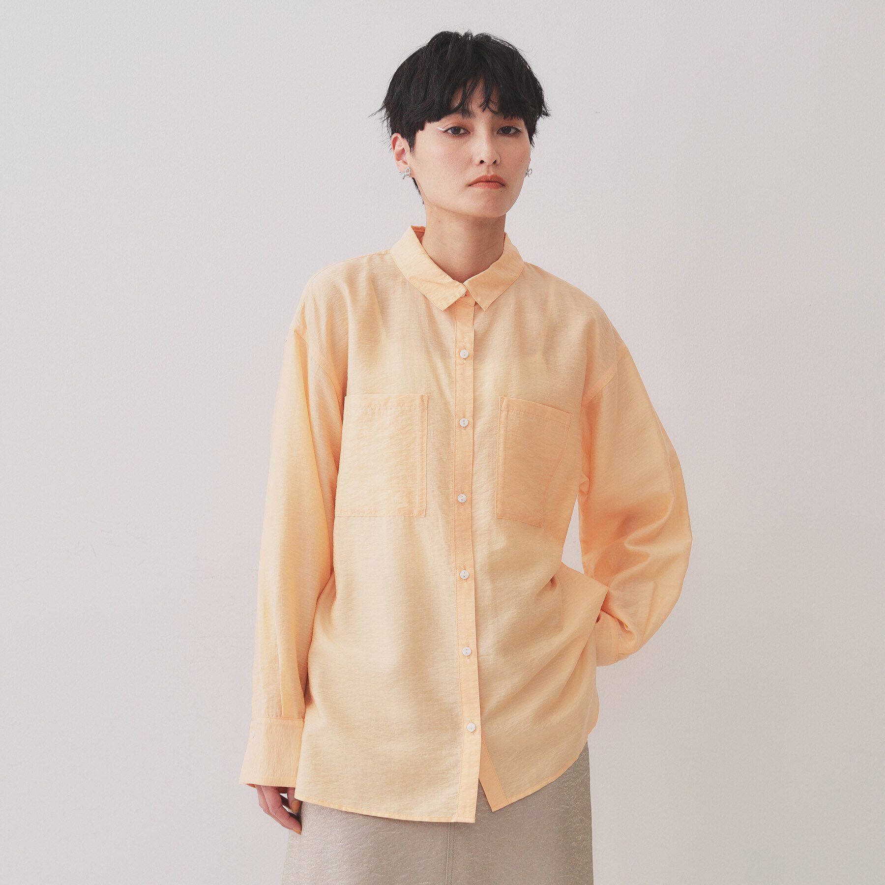 OPAQUE.CLIP「《andGIRL掲載》麻混シアーダブルポケットシャツ【洗濯機洗い可】」|シャツ・ブラウス|