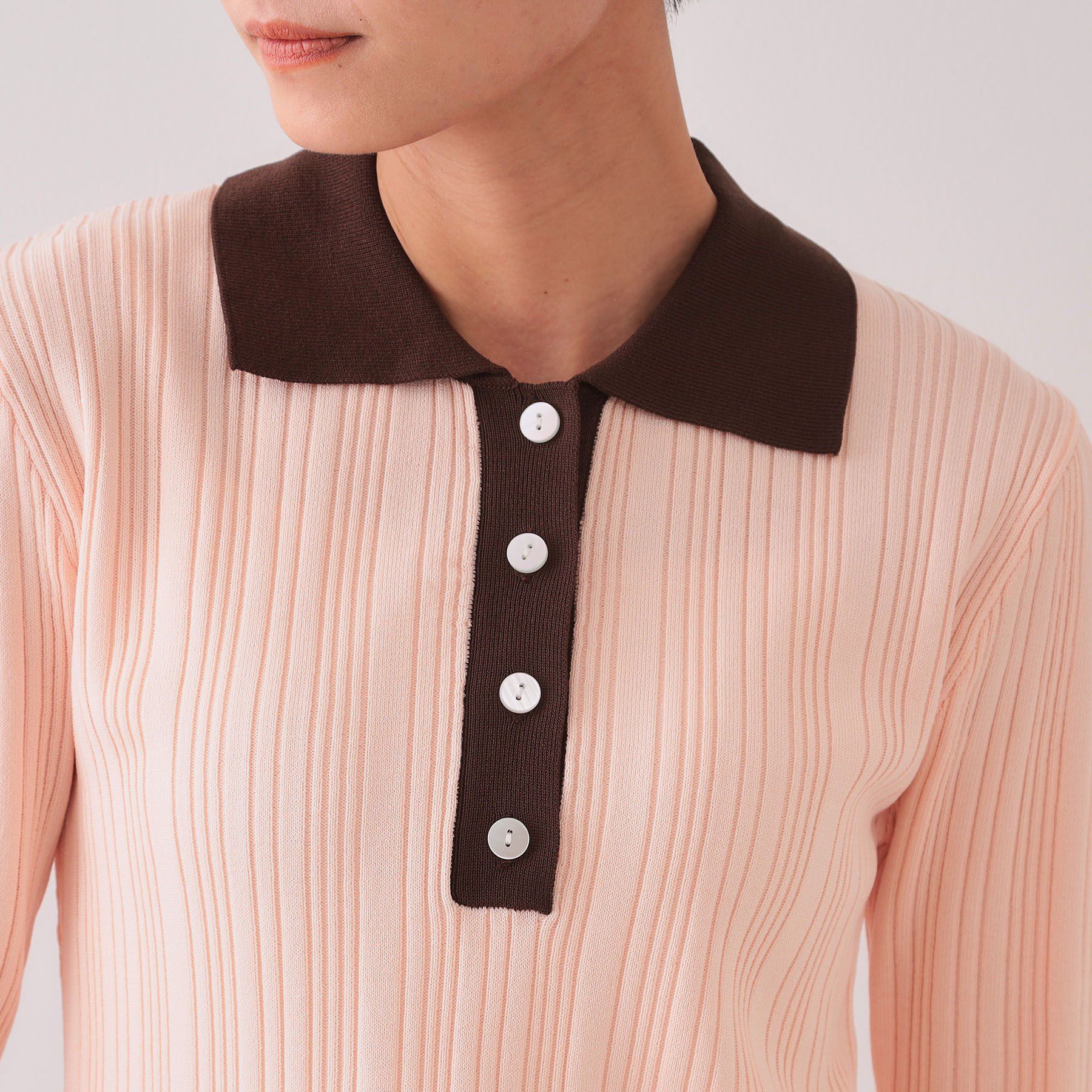 OPAQUE.CLIP「配色ポロランダムリブニット【洗濯機洗い可/抗ピル】」|ニット・セーター|