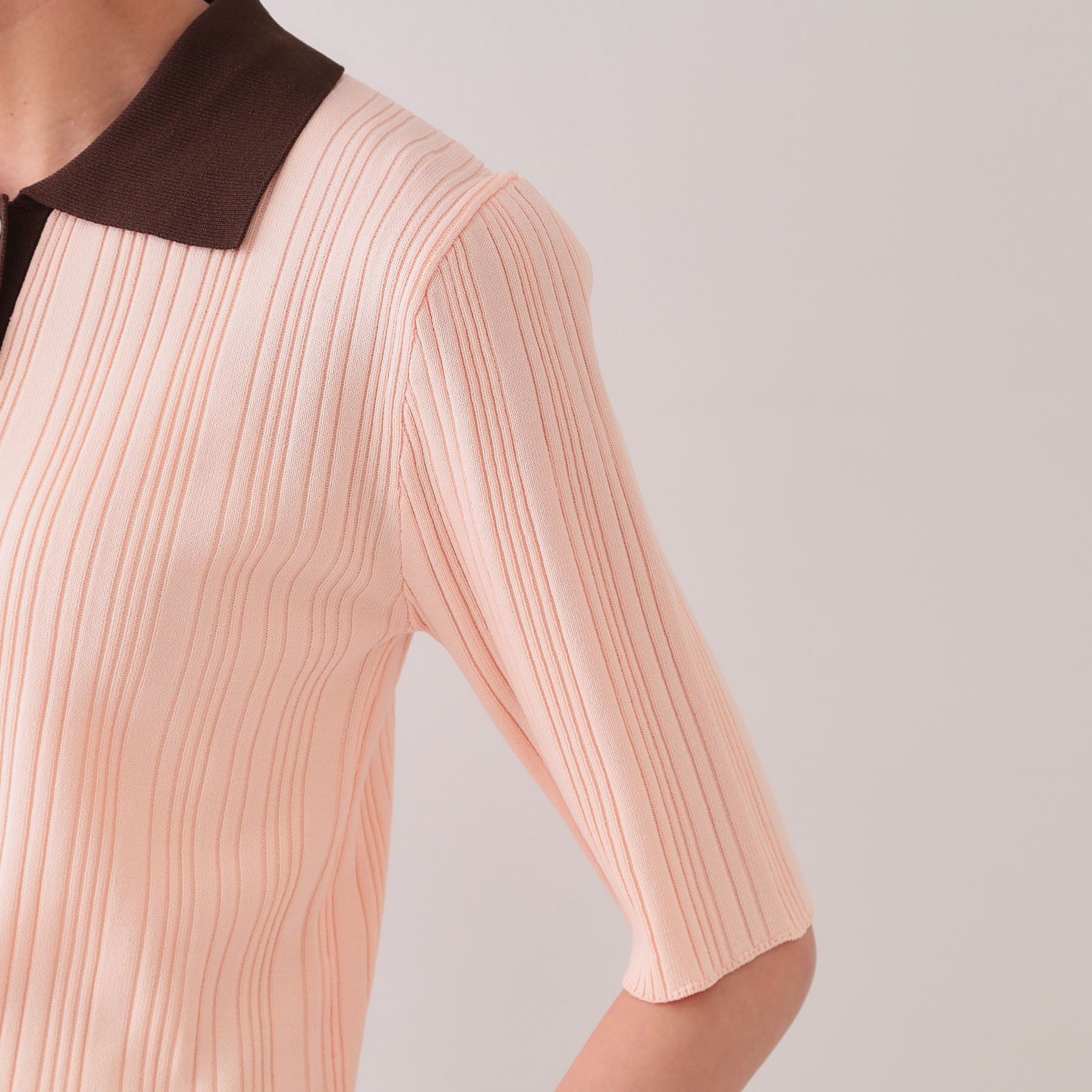 OPAQUE.CLIP「配色ポロランダムリブニット【洗濯機洗い可/抗ピル】」|ニット・セーター|