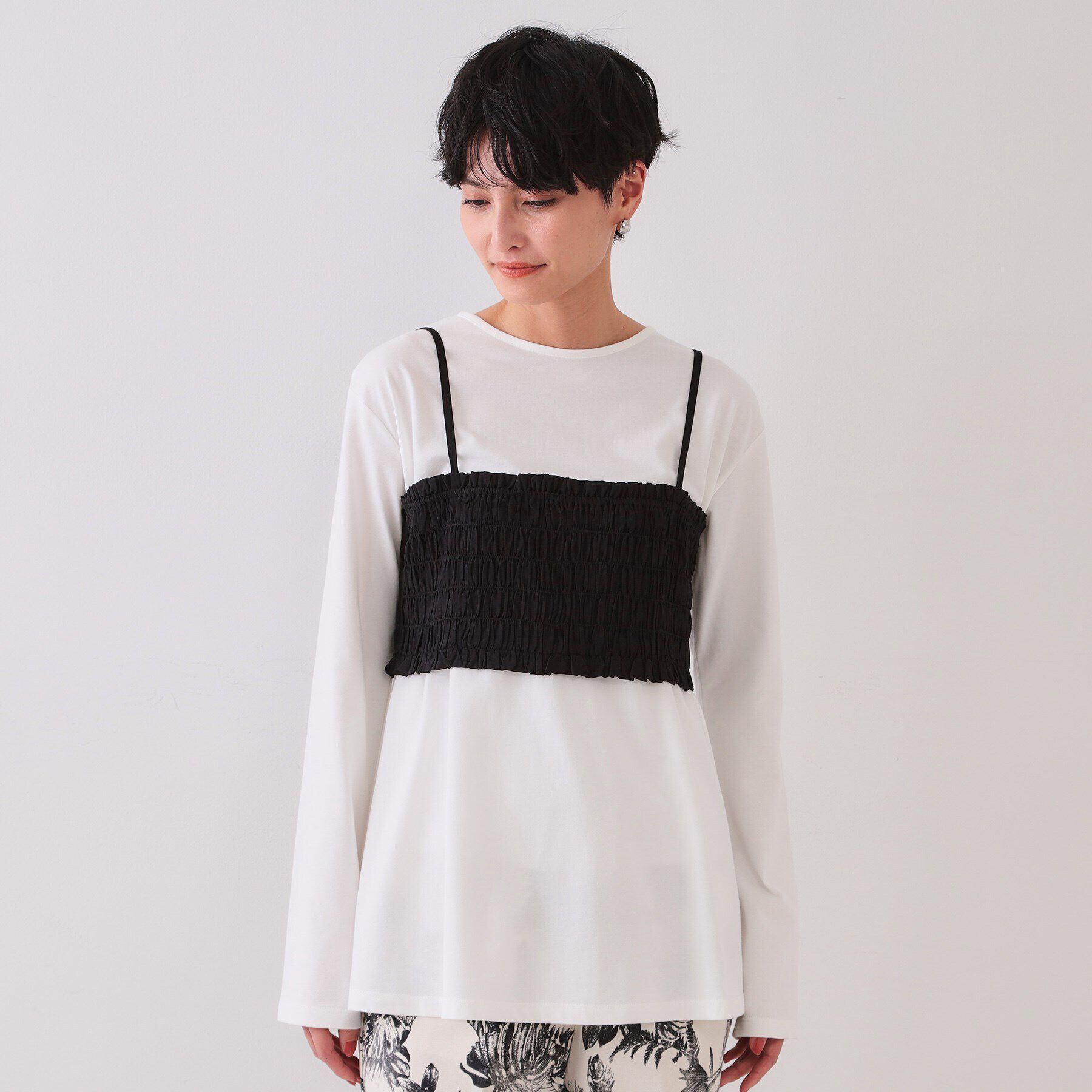 OPAQUE.CLIP「《ツインセット》シャーリングビスチェ&times;ロングTシャツ【洗濯機洗い可】」|その他|