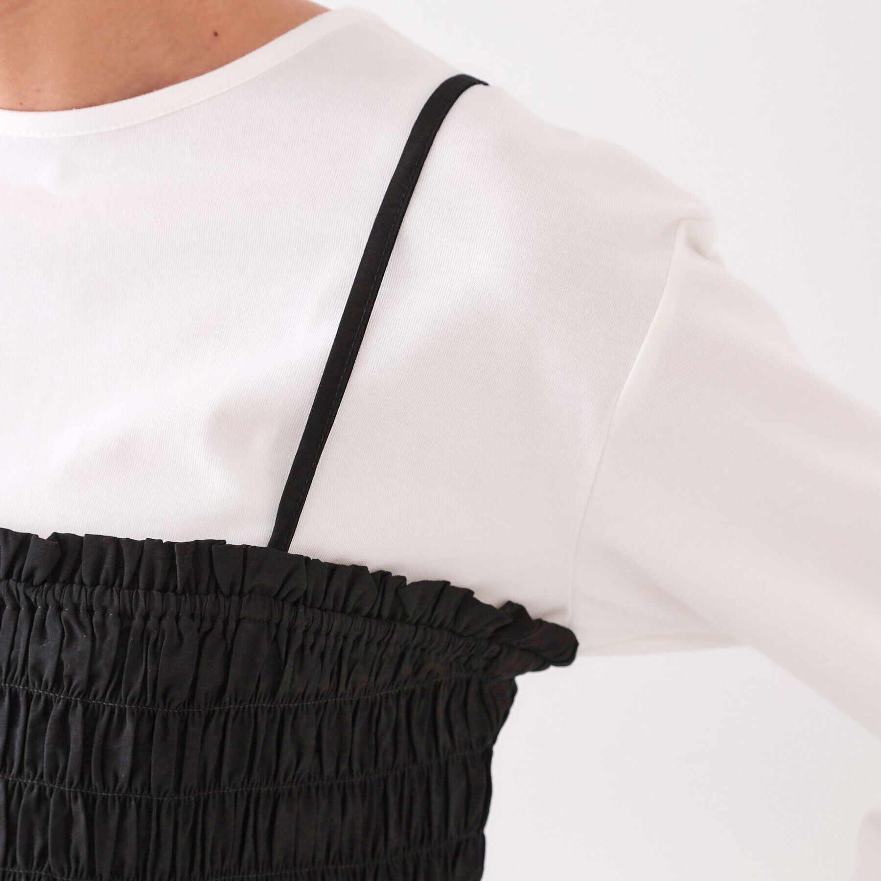 OPAQUE.CLIP「《ツインセット》シャーリングビスチェ&times;ロングTシャツ【洗濯機洗い可】」|その他|