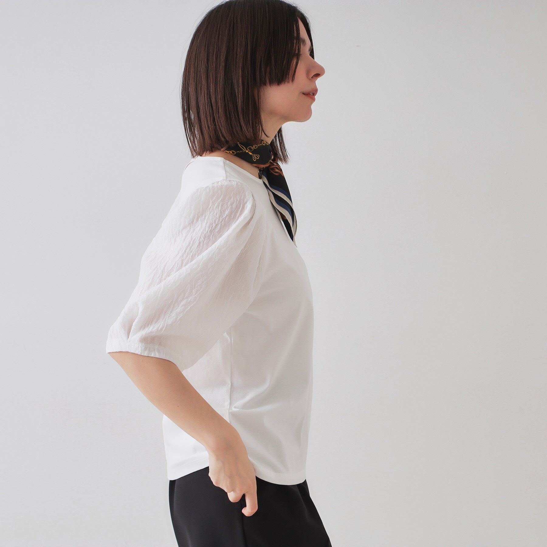 OPAQUE.CLIP「ふくれドッキングスリーブトップス【洗濯機洗い可】」|Tシャツ・カットソー|