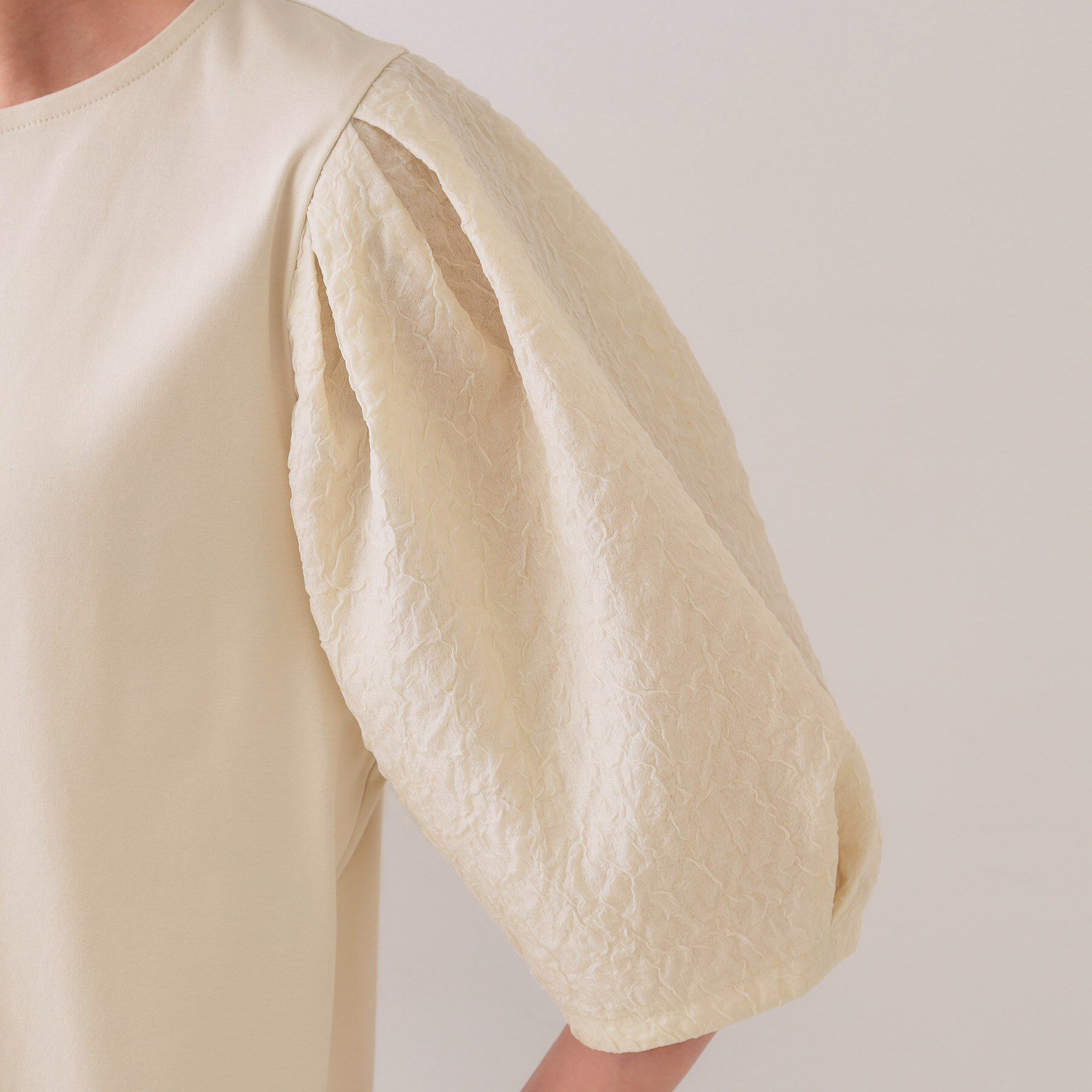 OPAQUE.CLIP「ふくれドッキングスリーブトップス【洗濯機洗い可】」|Tシャツ・カットソー|