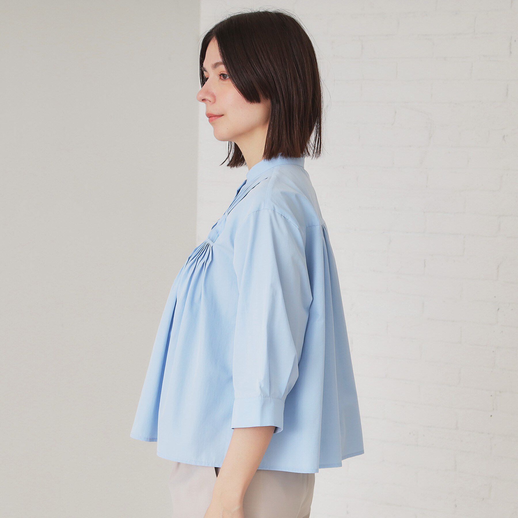 OPAQUE.CLIP「ピンタックフレアシャツ【洗濯機洗い可】」|シャツ・ブラウス|