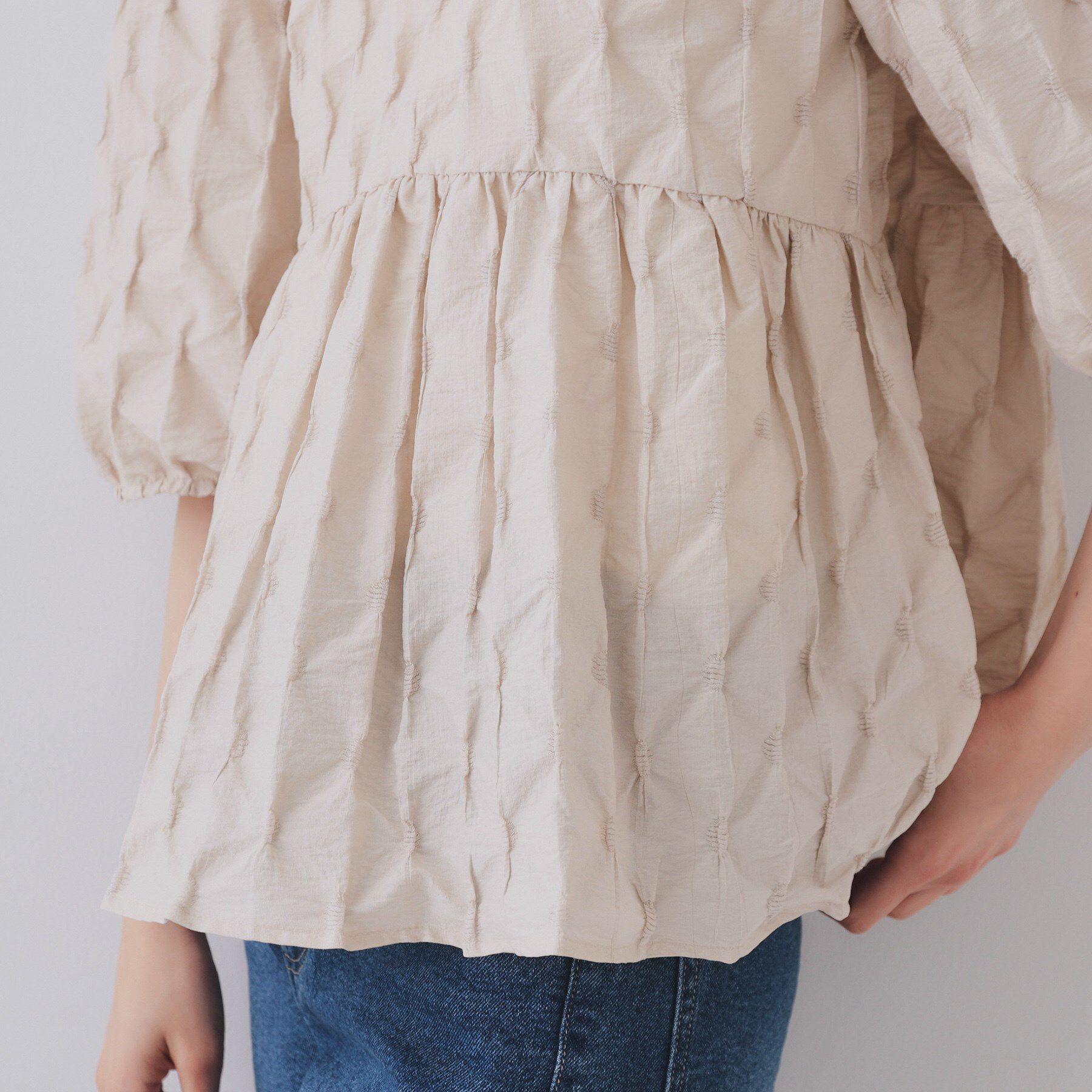 OPAQUE.CLIP「ふくれジャカードペプラムブラウス【洗濯機洗い可】」|シャツ・ブラウス|