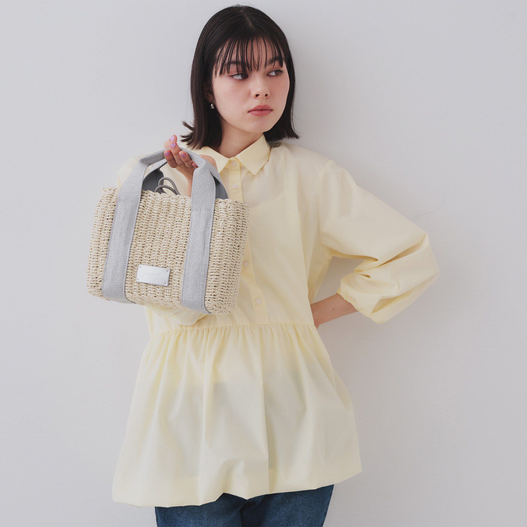 OPAQUE.CLIP「【2WAY】スクエアミドルペーパーかごバッグ」|ショルダー・メッセンジャー|