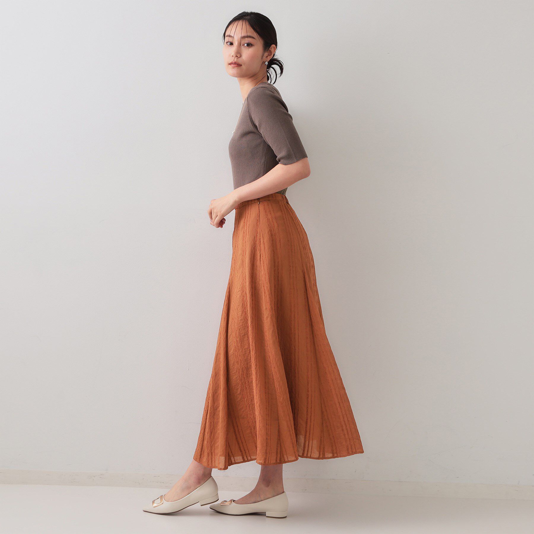 OPAQUE.CLIP「ランダムストライプフレアスカート」|スカート|