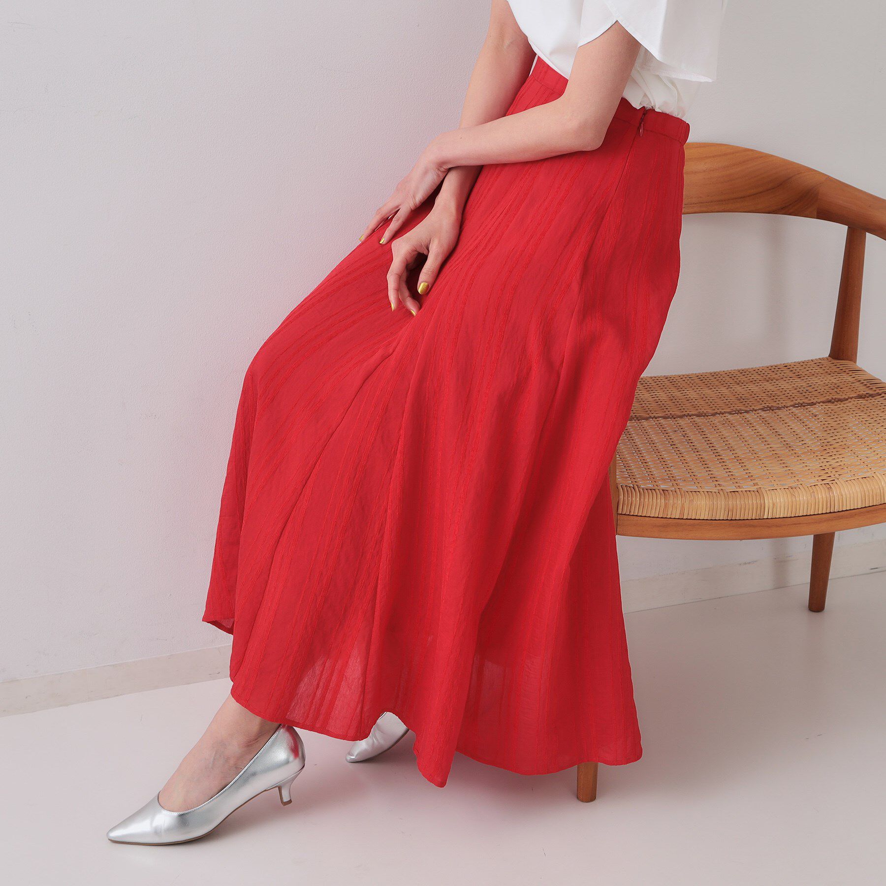 OPAQUE.CLIP「ランダムストライプフレアスカート」|スカート|