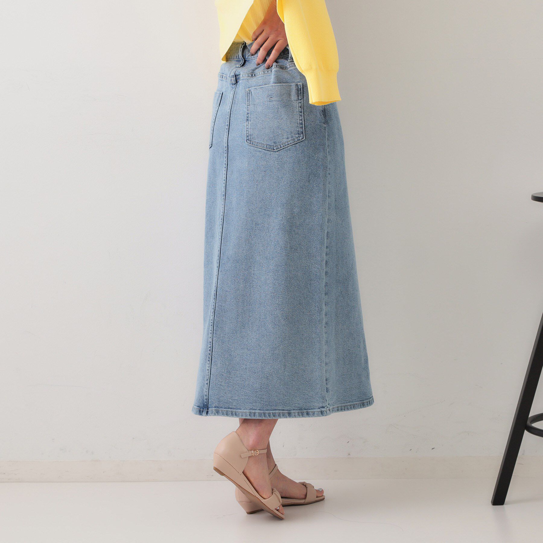 OPAQUE.CLIP「デニムナロースカート【洗濯機洗い可】」|スカート|