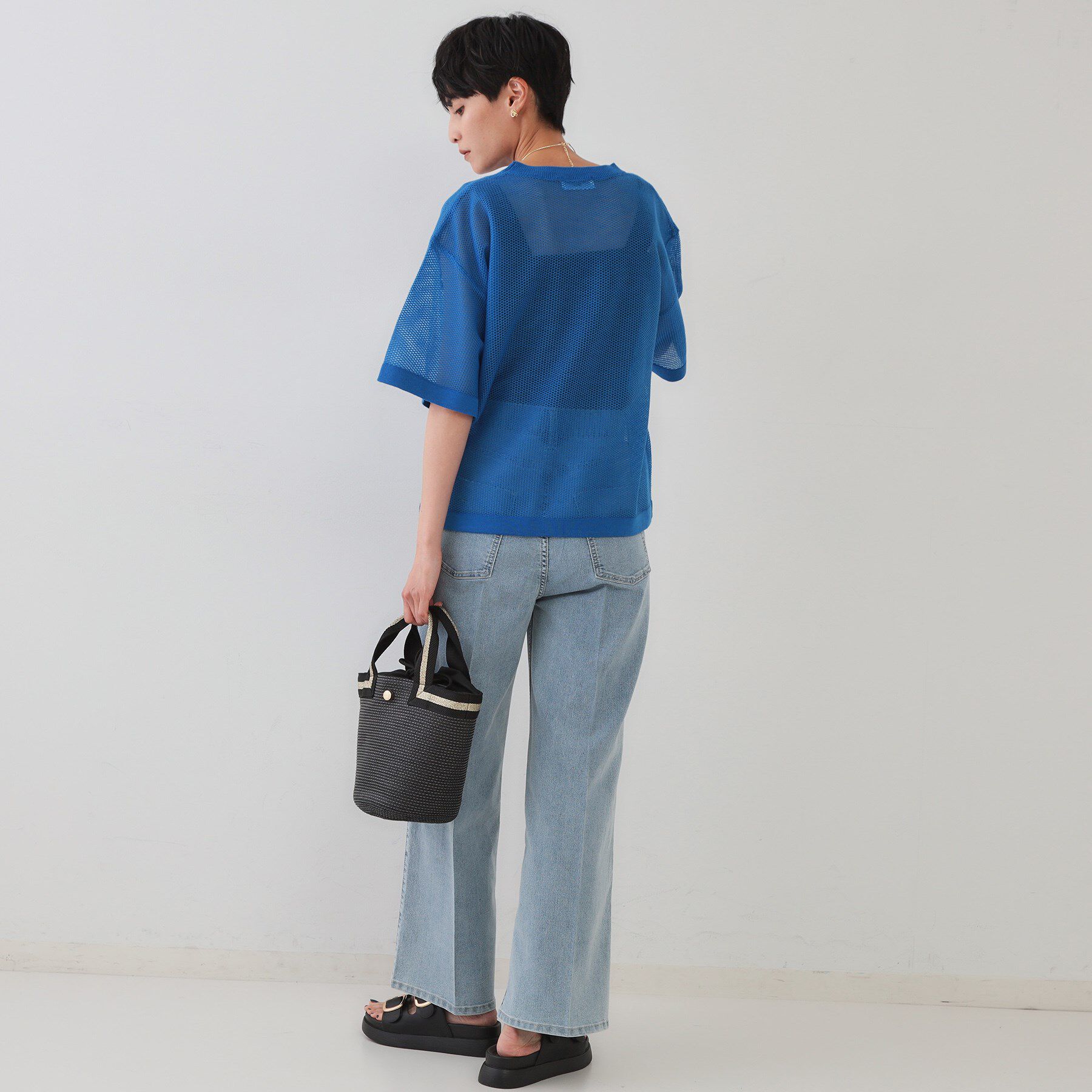 OPAQUE.CLIP「メッシュロゴニット【洗濯機洗い可】」|ニット・セーター|