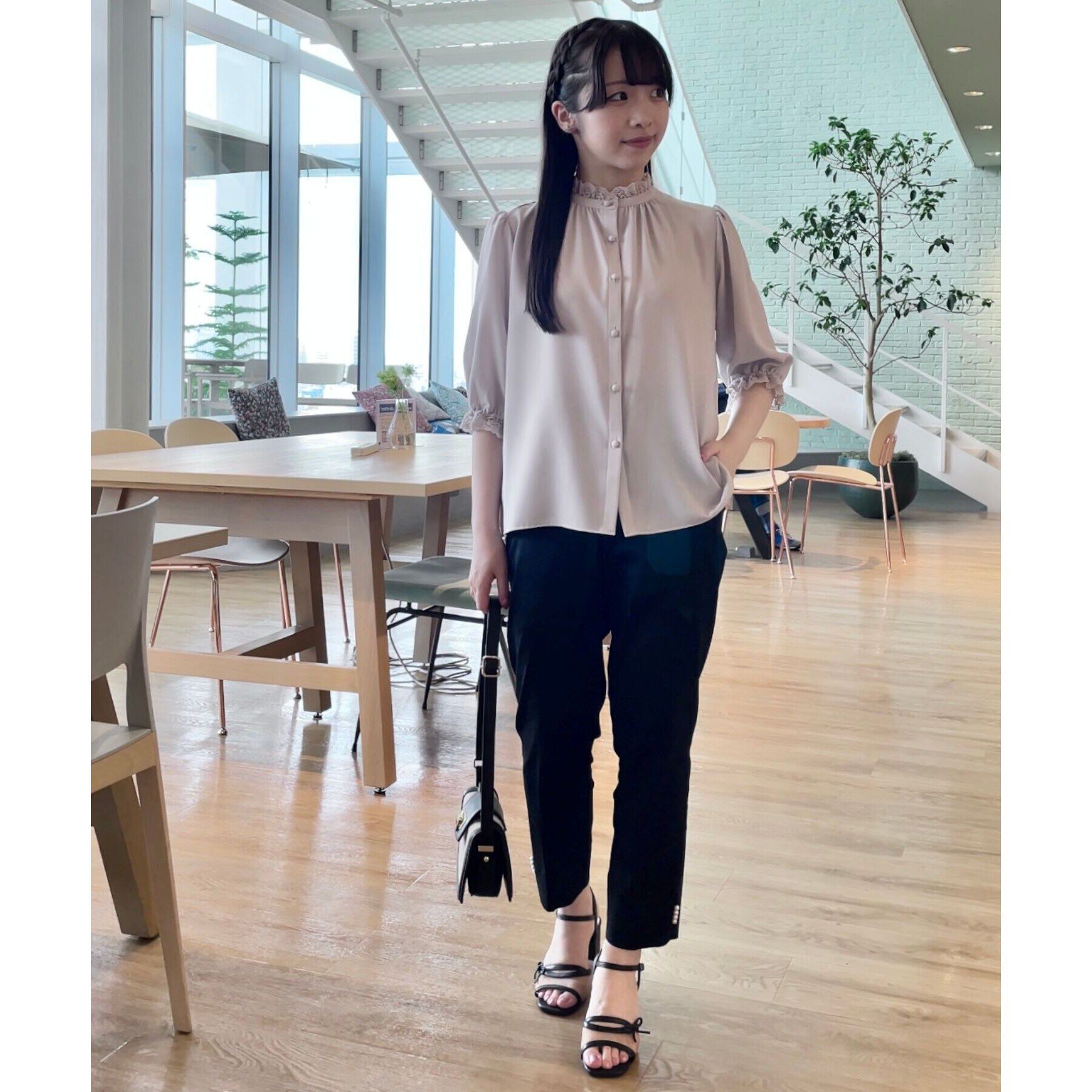 Couture broach「【上品華やか／二の腕カバー】5分袖エンブロレースブラウス」|シャツ・ブラウス|