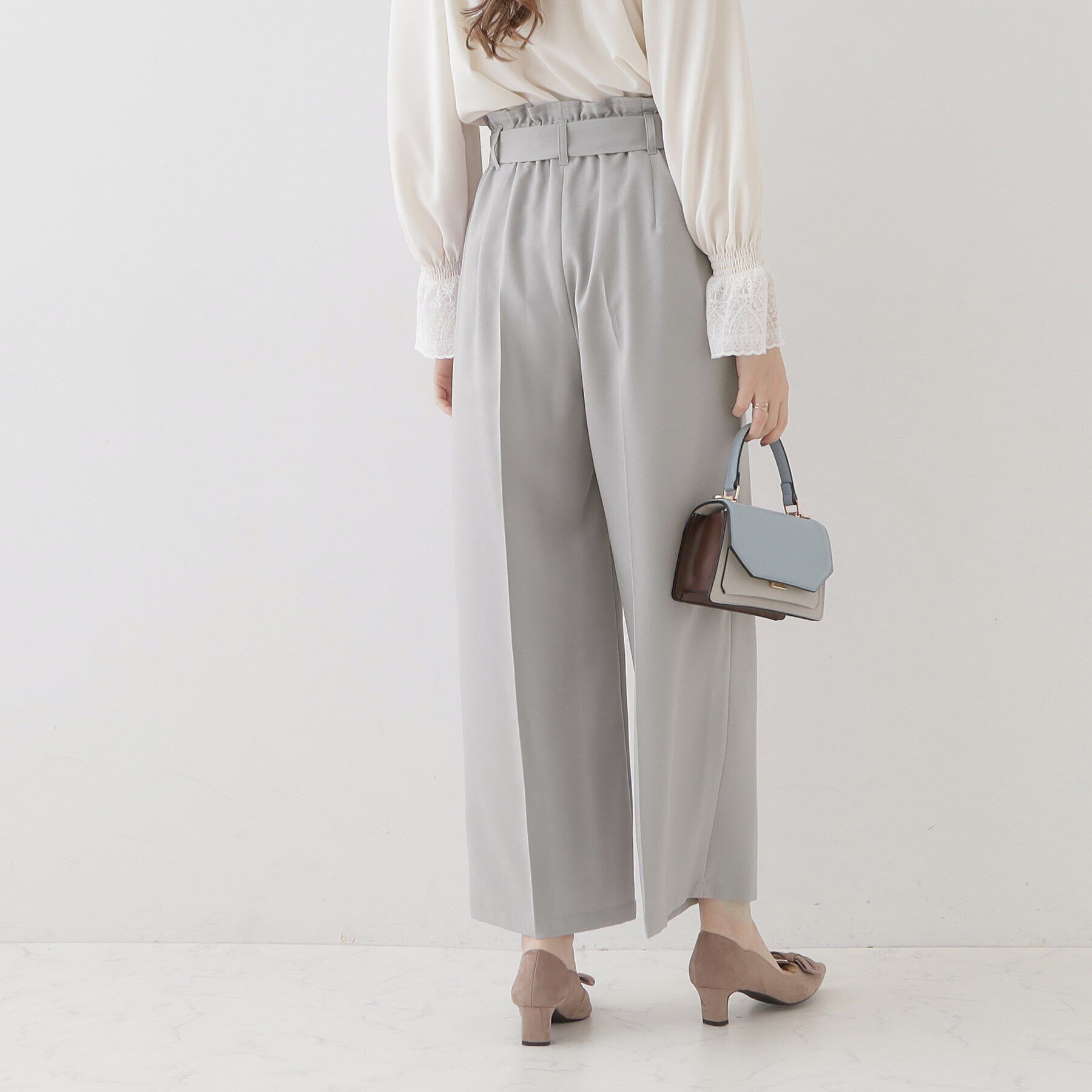 Couture broach「【ほんのりハイウエスト・スッキリ見え】サス付きリボンワイドパンツ」|その他|