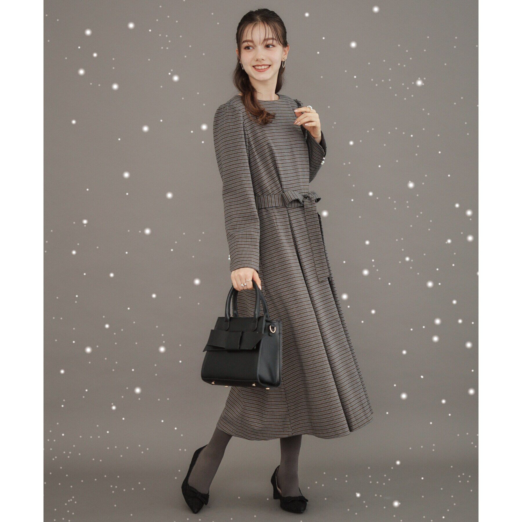 Couture broach「【レディを高める】千鳥チェック柄令嬢ワンピース」|ワンピース|