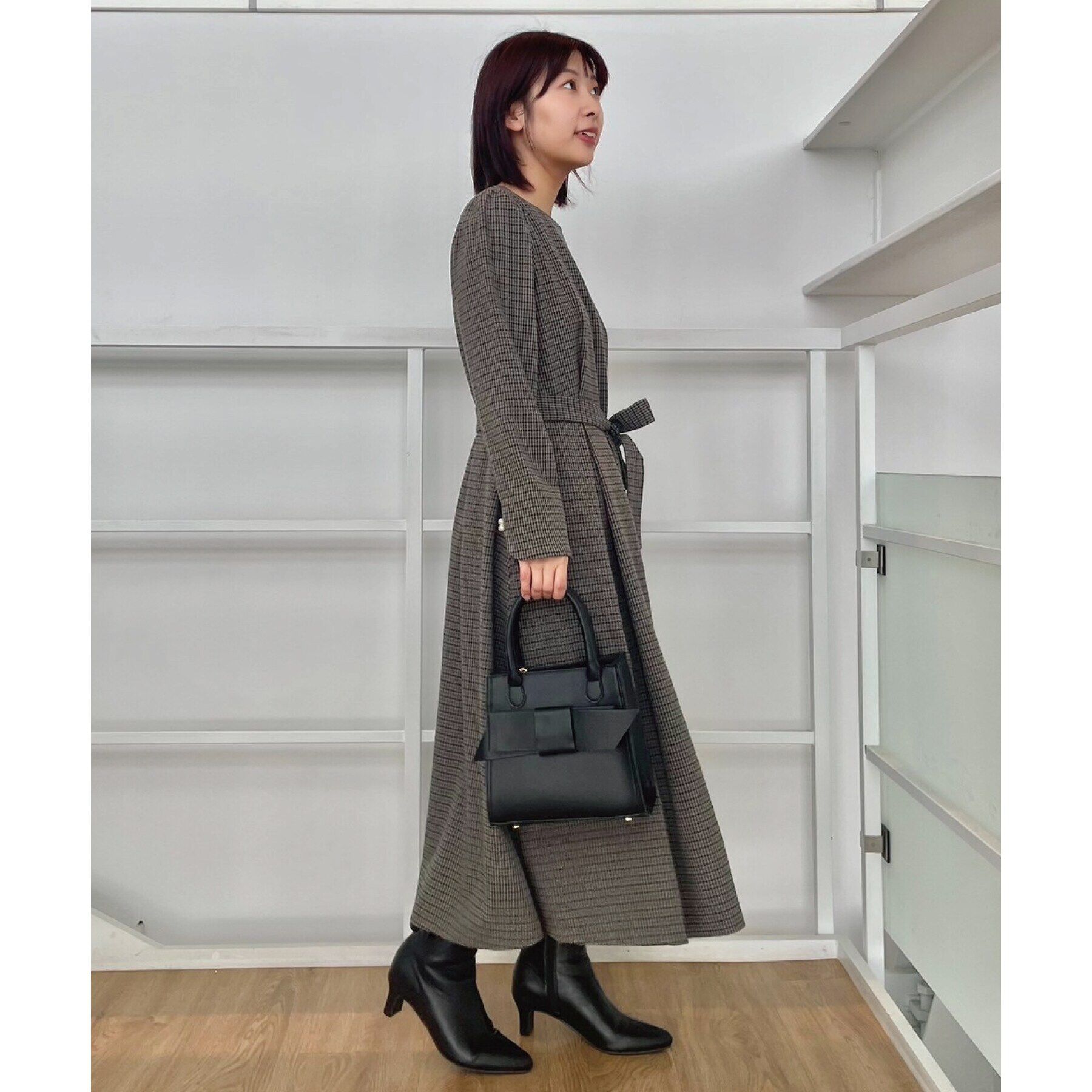 Couture broach「【レディを高める】千鳥チェック柄令嬢ワンピース」|ワンピース|