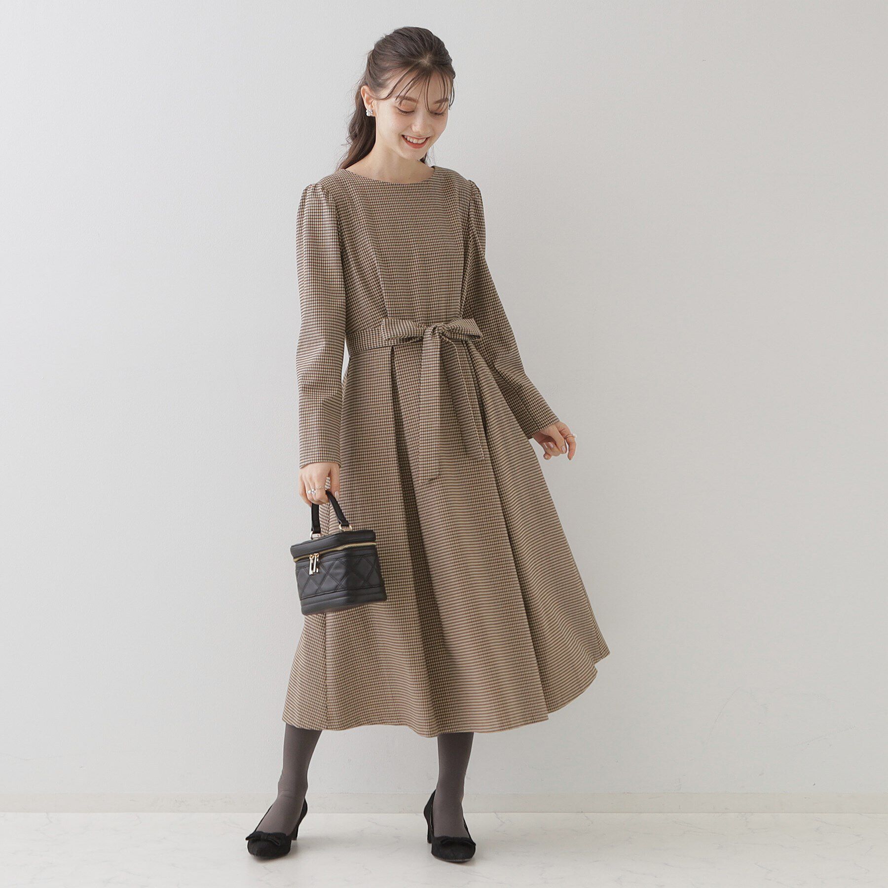 Couture broach「【レディを高める】千鳥チェック柄令嬢ワンピース」|ワンピース|