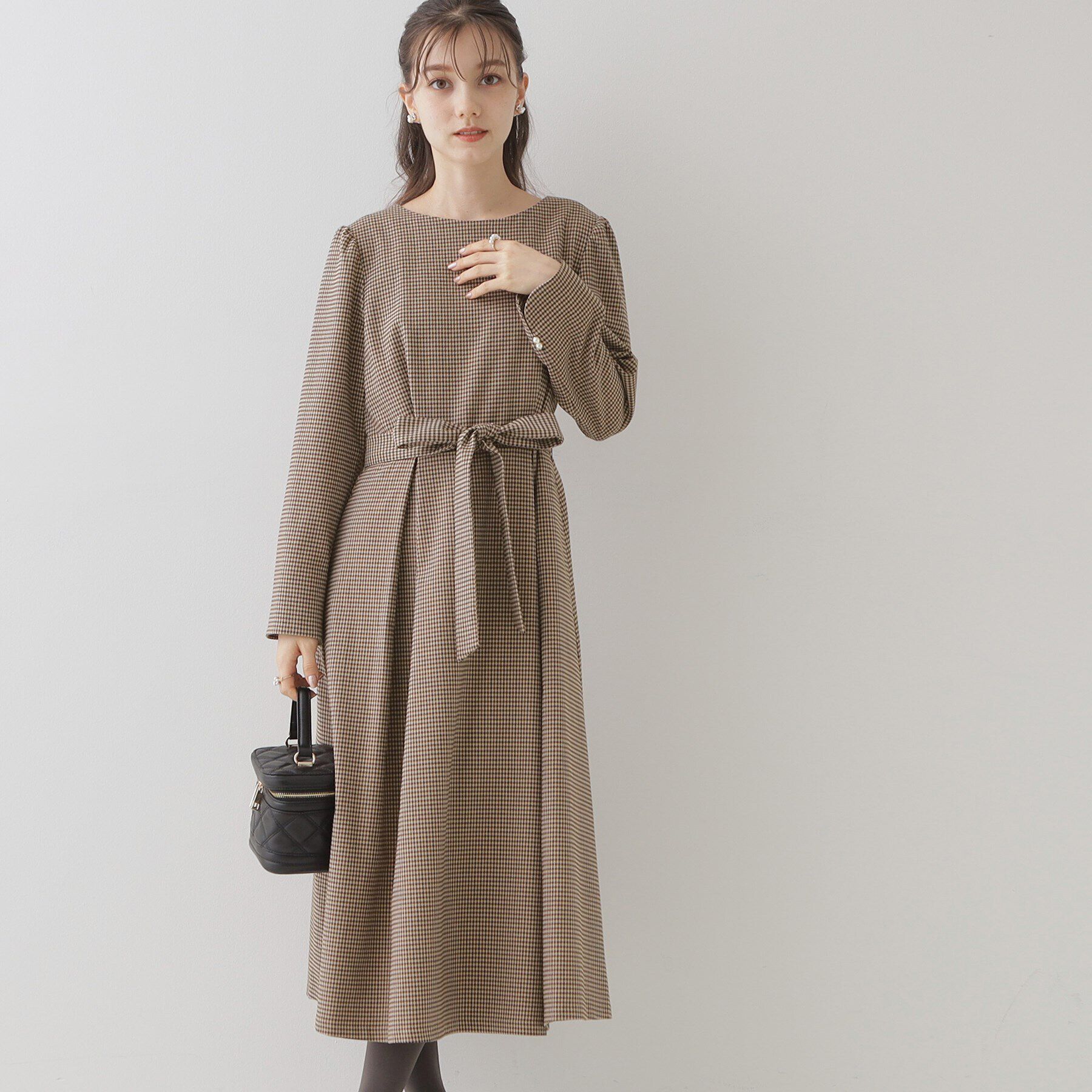 Couture broach「【レディを高める】千鳥チェック柄令嬢ワンピース」|ワンピース|