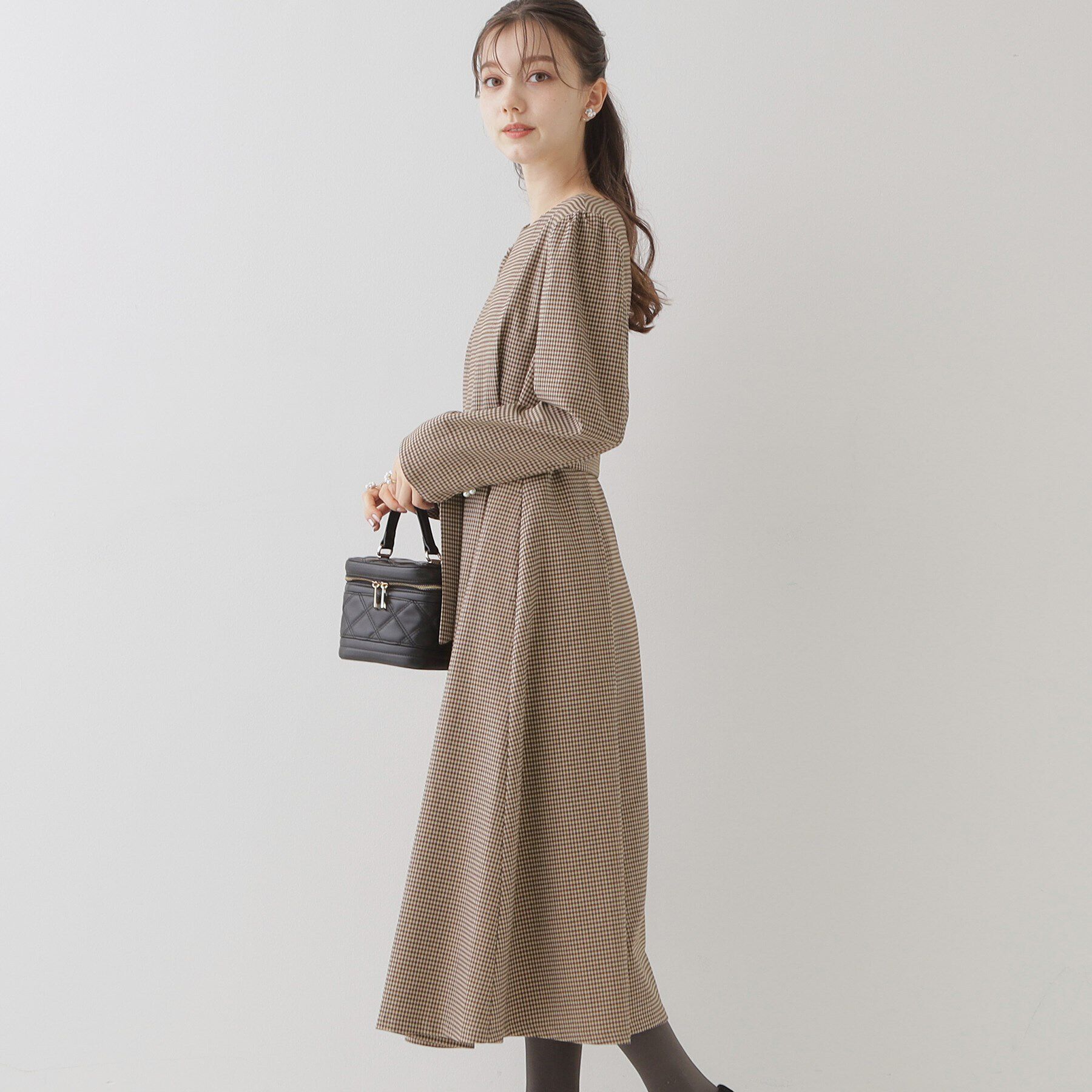 Couture broach「【レディを高める】千鳥チェック柄令嬢ワンピース」|ワンピース|