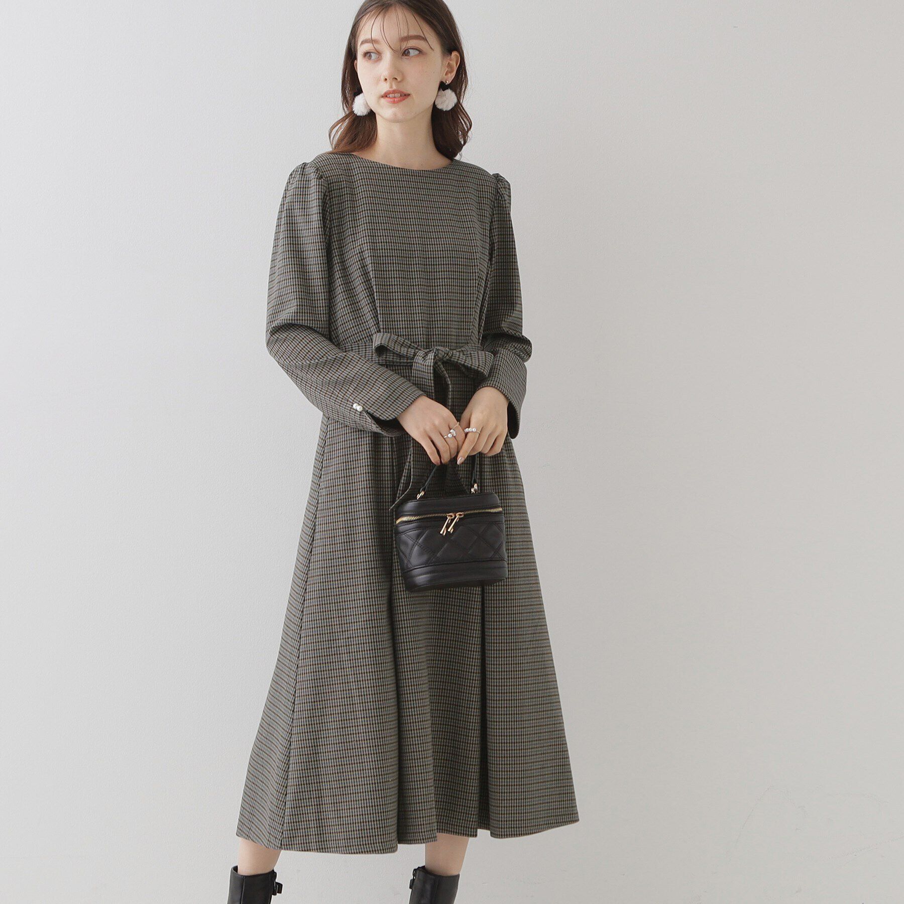 Couture broach「【レディを高める】千鳥チェック柄令嬢ワンピース」|ワンピース|