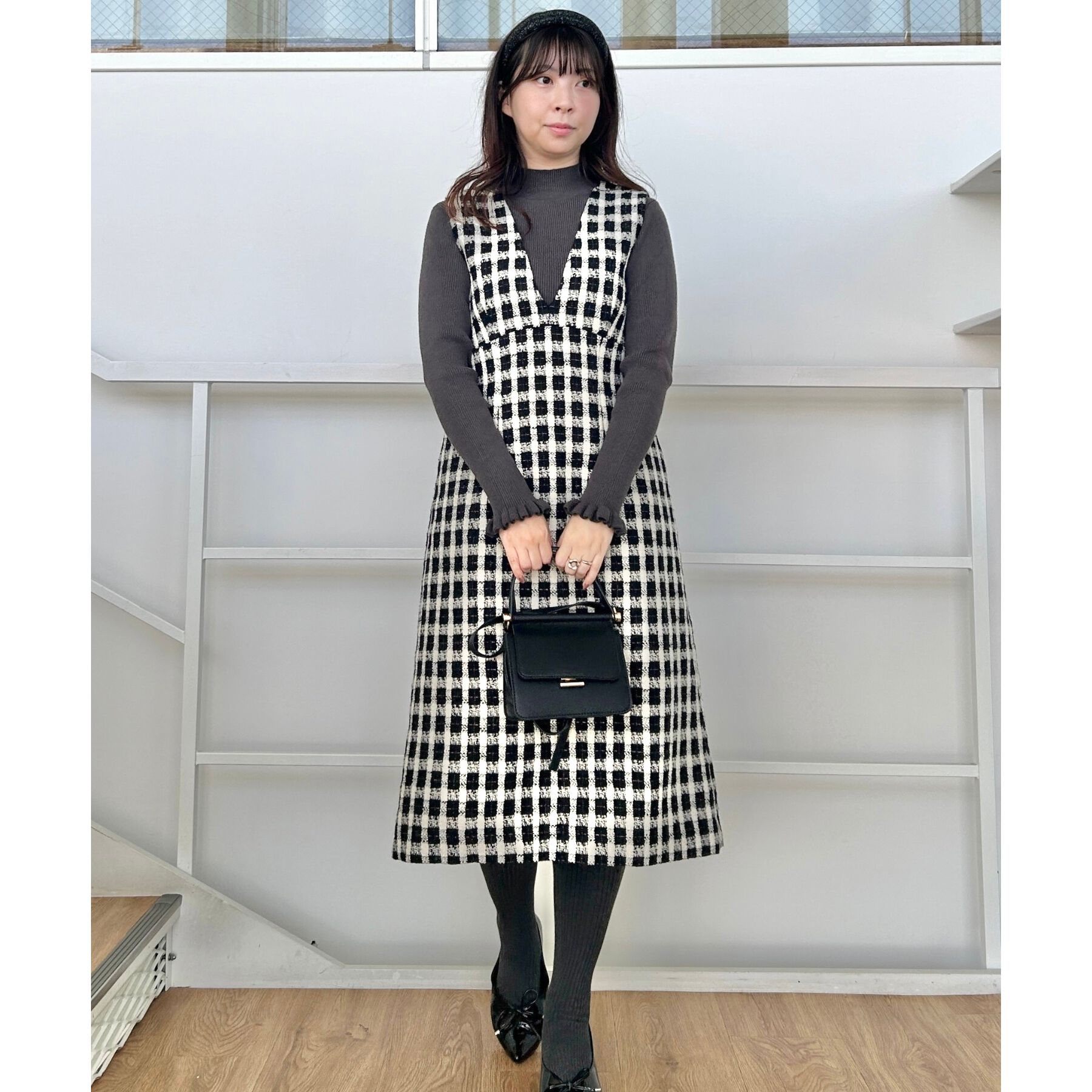 Couture broach「【プチプラ・フェミニンもカジュアルも】サステナブル　バックパール調プチフリルリブ」|ニット・セーター|